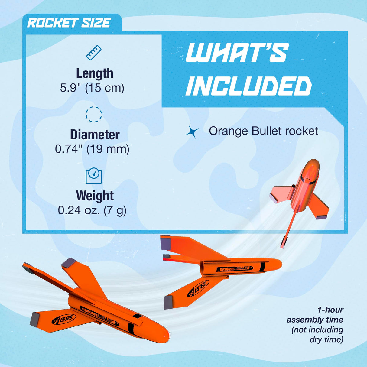Estes 7295 Orange Bullet Rocket-Building Kit, Intermediate Flying-Rocket-Model Kit for Ages 10+ Estes