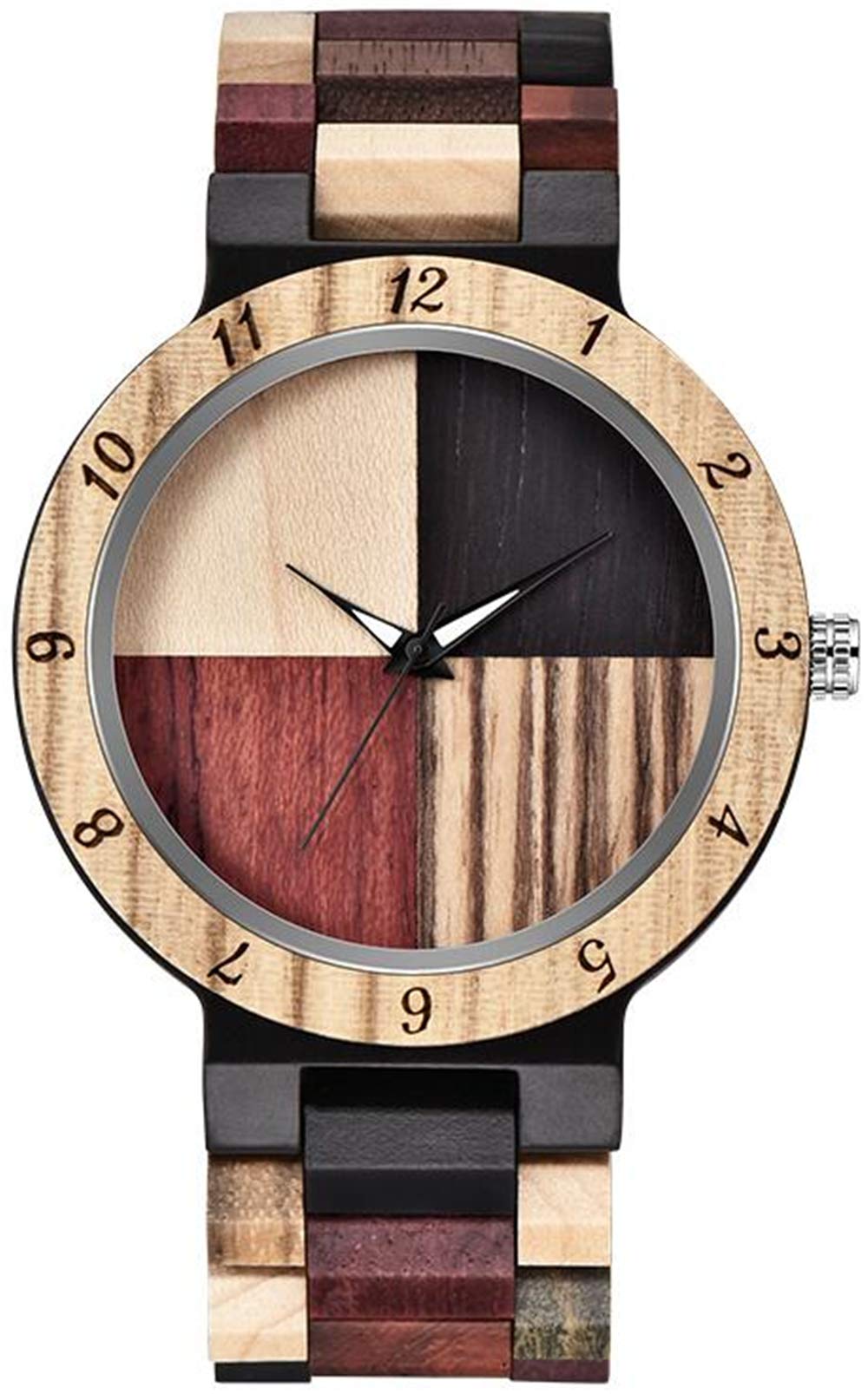 Inverted Geometric Wood Watch Creative Quartz Watch for Men Hand-Made Wooden Watches Dentily