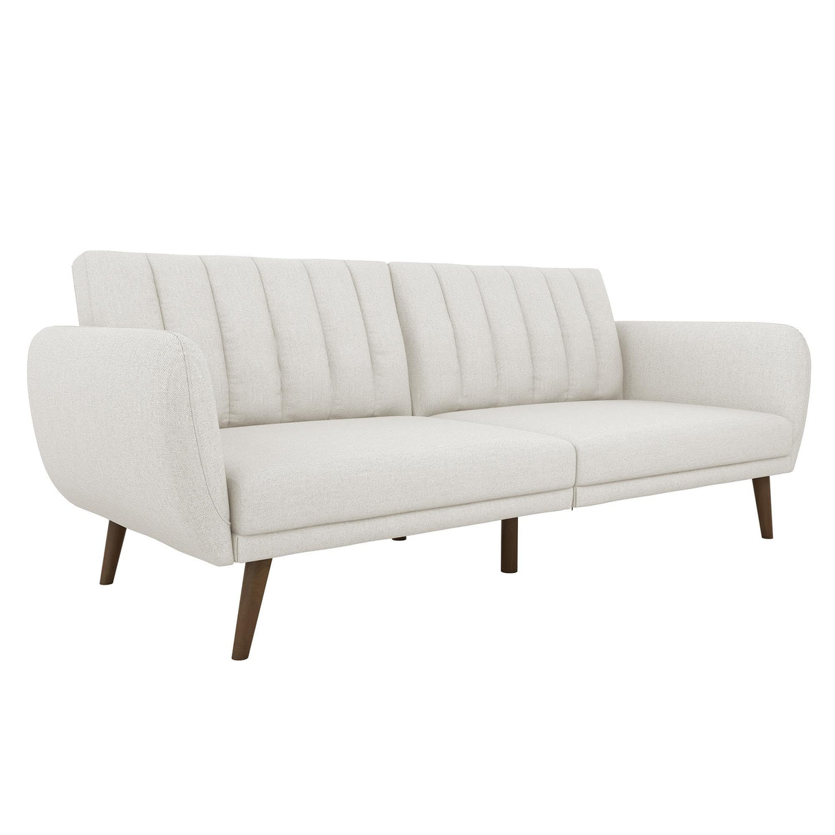 Novogratz Brittany 82 Inch Futon Sofa Bed, Upholstered Couch Sleeper with Tufted Back, Mid-Century Modern, Light Gray Novogratz
