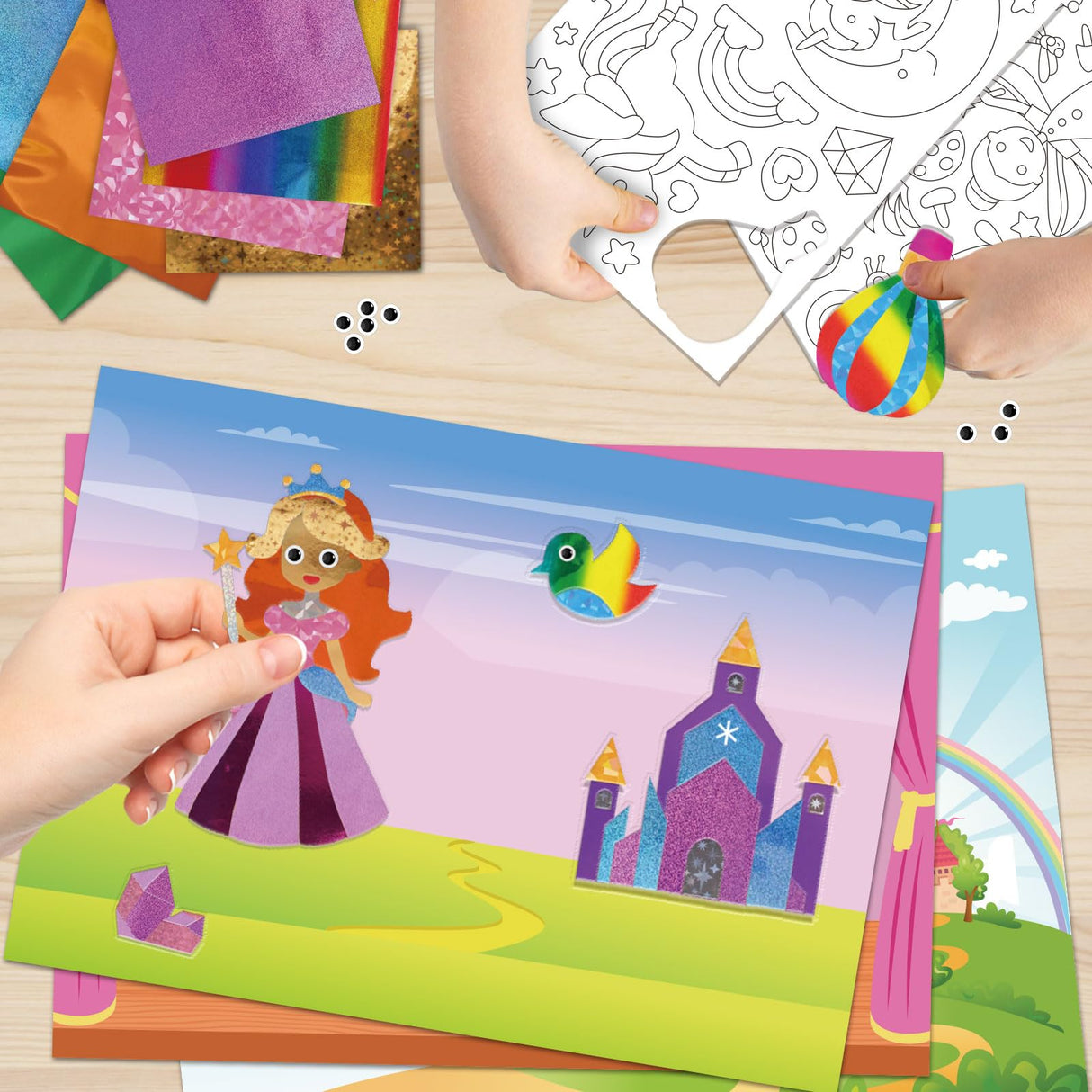 AWHETIE Princess Foil Art for Kids,No Mess Creative Activity Toys Art and Crafts for Kids,Birthday Gifts Crafts for Girls&Boys Ages 4, 5, 6, 7, 8, 9 (Princess) AWHETIE