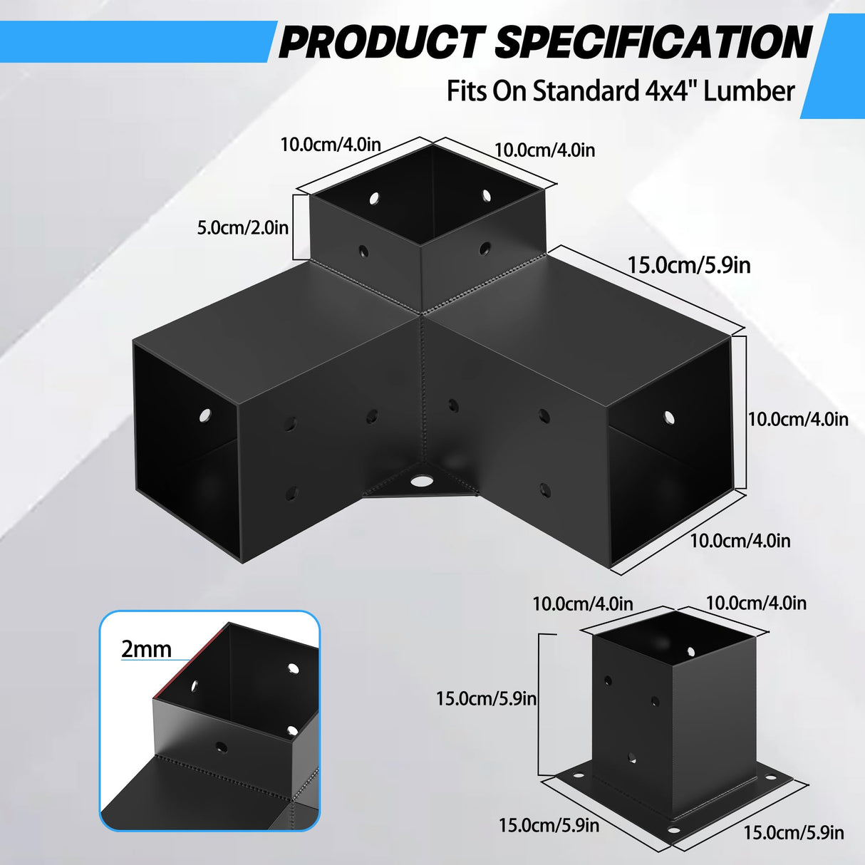 Jurrque Aluminum Alloy Pergola Kit with 3-Way Brackets for 4"x 4" Lumber,Lightweight,High-Strength DIY Pergola Brackets Support for Pergolas,Gardens,Outdoor Shelters,Gazebo Brackets Includes Screws. Jurrque