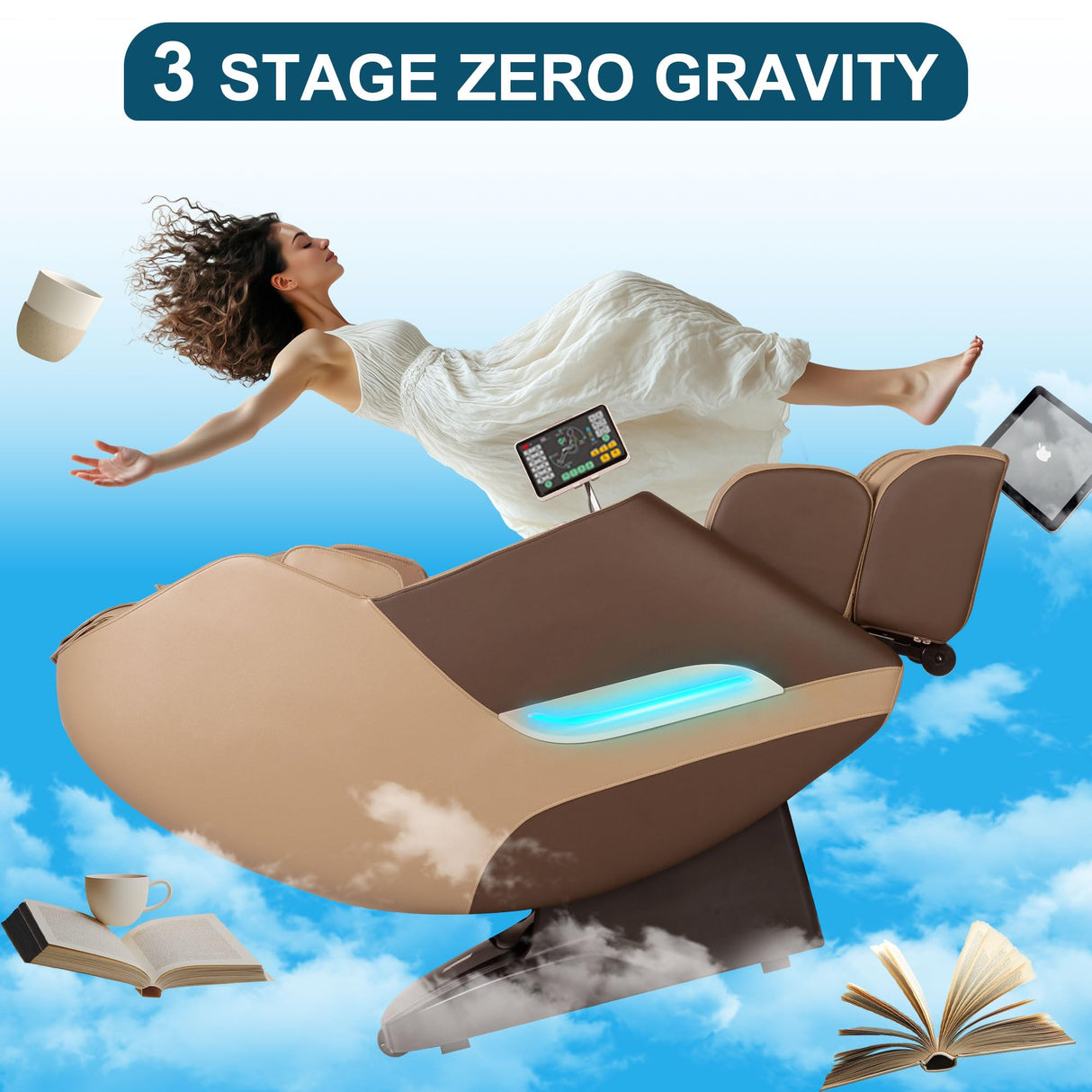 Massage Chair, 3D Massage Chair Full Body, Zero Gravity Shiatsu Recliner W/Heating, SL Track, Wireless Charger, Bluetooth Speaker, Foot Rollers, 12 Auto Modes Air Compression Mazzup