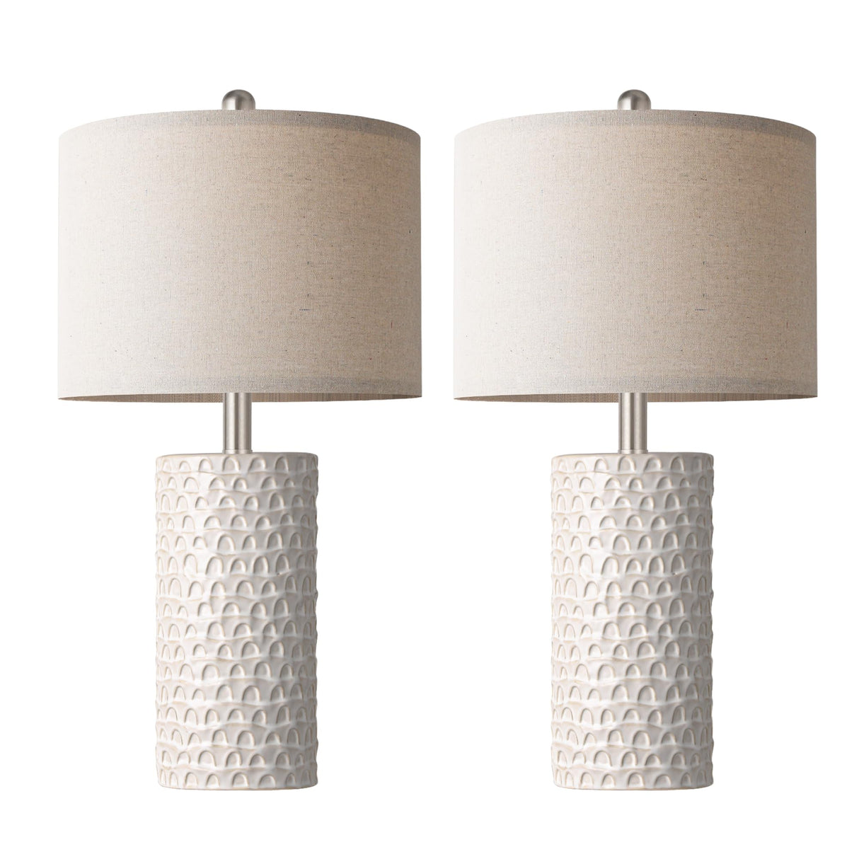PARTPHONER 23" Modern Ceramic Table Lamp Set of 2, Table Lamps for Living Room, Rustic Farmhouse Bedside Lamps Nightstand lamp for Bedroom, White Desk Lamp for End Table Home Decor Beige PARTPHONER