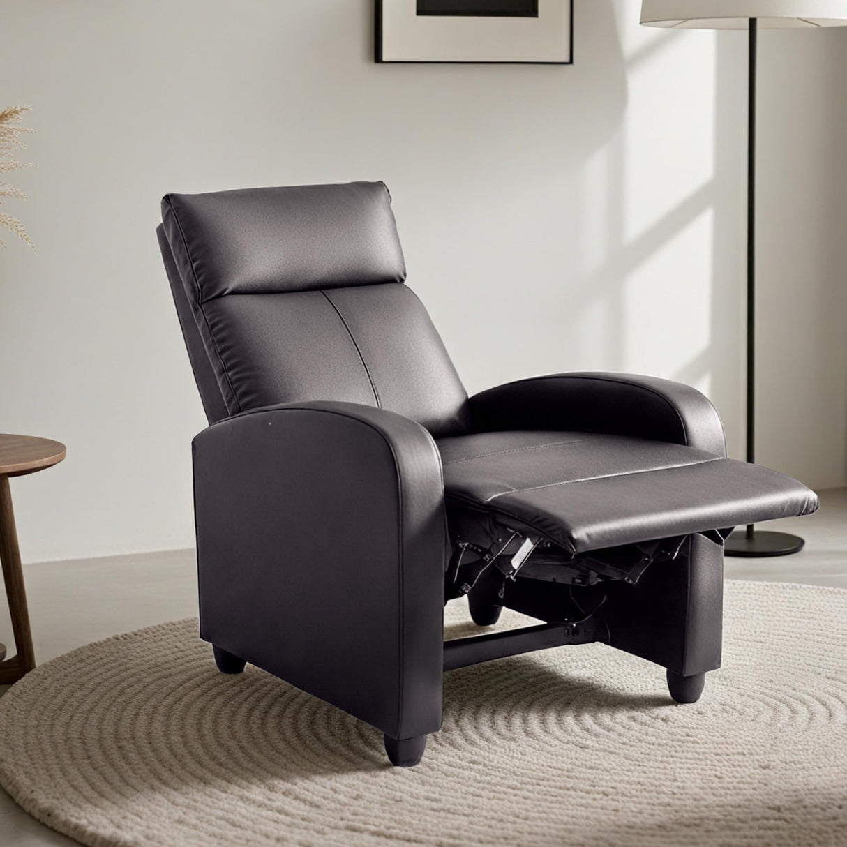 Softa Recliner Chair for Adults, Faux Leather Small Reclining Chair Home Theater Seating, Adjustable Modern Single Sofa Armchair for Living Room Bedroom (PU, Brown) Softa