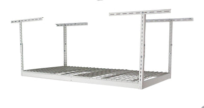 SafeRacks Overhead Garage Storage Rack - Heavy Duty Racks for Garage with 400 lb Capacity, Easy Garage Shelving, Adjustable Storage Rack, Ceiling Mount Storage Shelves 3x6 White (12"-21")