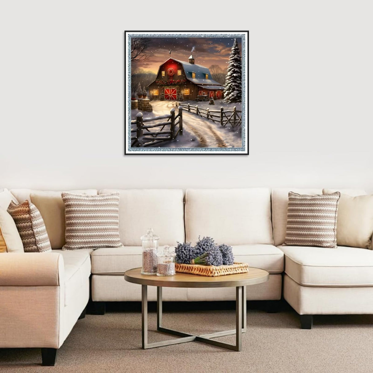 STGLCR Christmas Snowy Night Diamond Painting Kits,Winter Diamond Art Kit for Adults,Red House 5D Paint with Diamond Full Drill for Beginners Wall Decor12x12 STGLCR