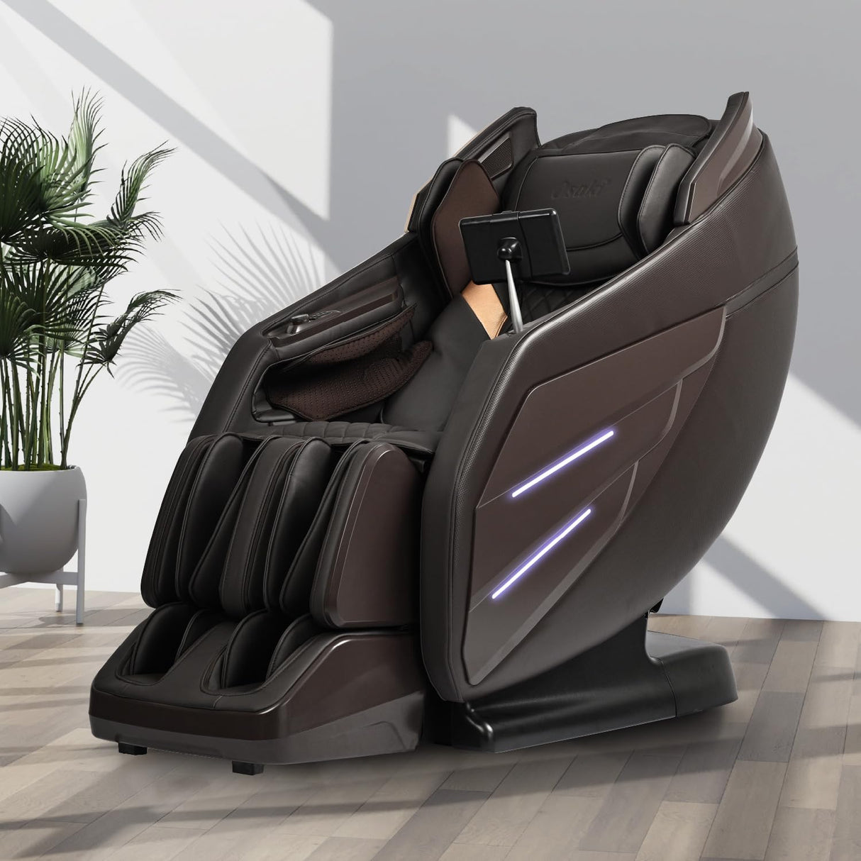 Osaki OS-3D Champ II | Brown Full Body Massage Chair | 3D SL-Track Massage | Zero Gravity | Lumbar Heating | Touchscreen Controller | Auto Body Scan | Bluetooth Speaker Osaki