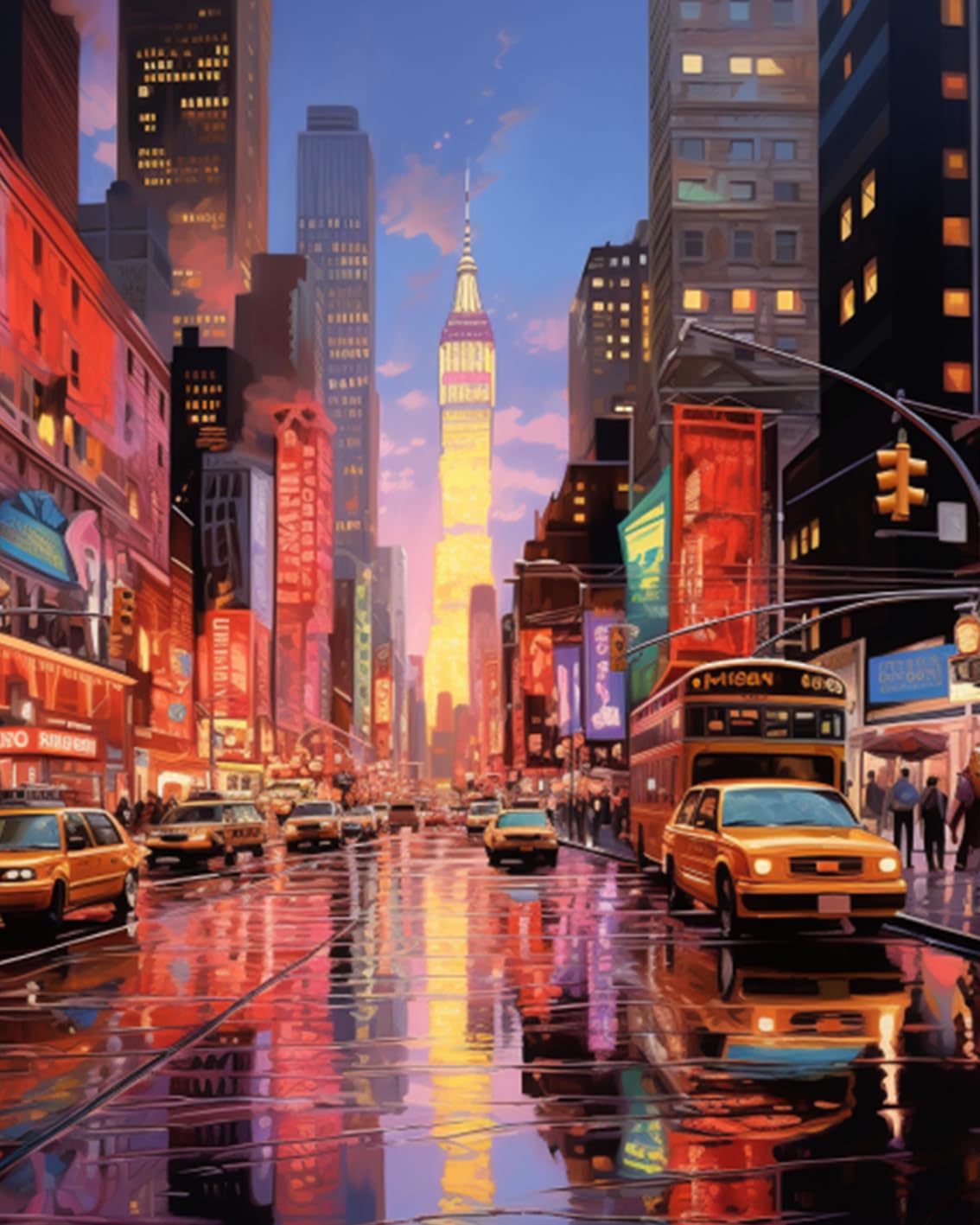 City View Street Landscape DIY Paint by Numbers for Adults New York Street Scenery DIY Oil Painting Acrylic Paint Art Modern Painting Kits Canvas with Acrylic Paints Art 16x20 Inch(without Frame ) Tucocoo
