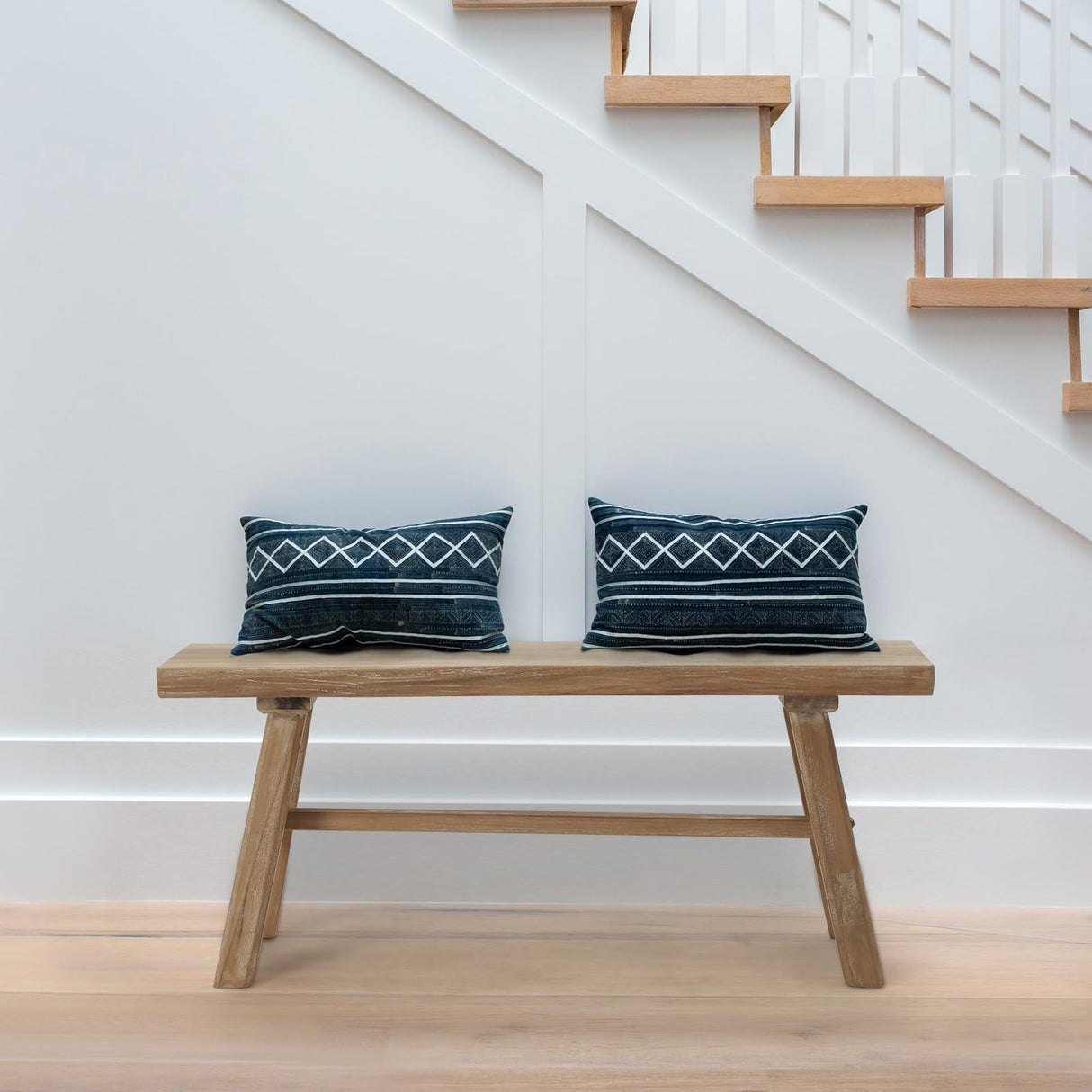 Wnutrees 39" Farmhouse Wood Bench, Rustic Solid Wood Dining Room & Entryway Bench Seat for Indoors, Easy Assembly, Natural Wnutrees