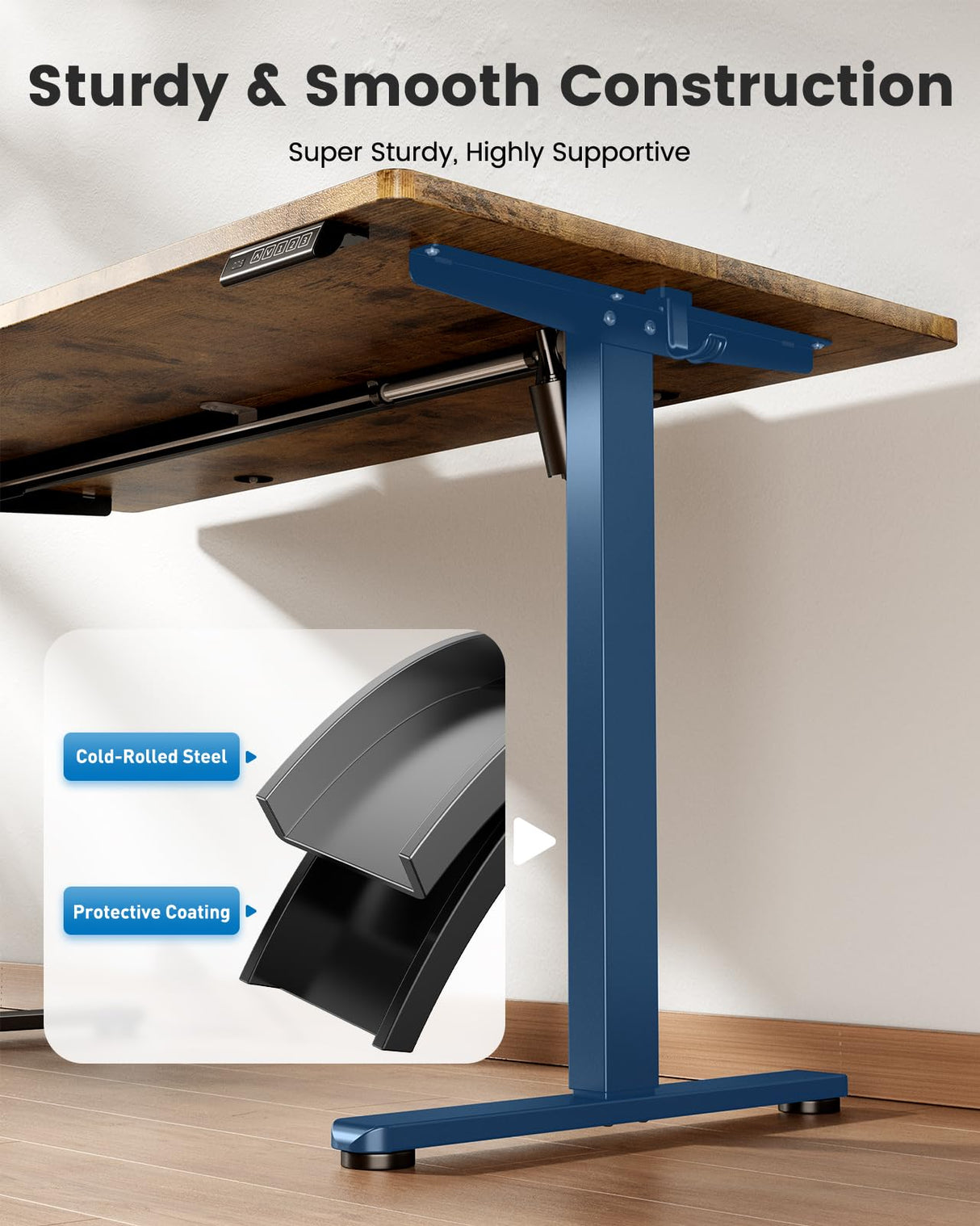 Zelimon Sit Stand Desk Adjustable Height 48"× 24" Memory Computer Stand Up Desk for Home Office Study Table with Hook, Rustic Brown Zelimon