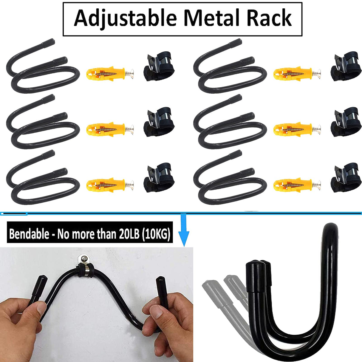 Pmsanzay Wall Mounted Wine Rack Wine Bottle Rack Holder Storage Organizer with Rubber Protection(No Scratches)- Home & Kitchen Décor - Pack of 6 Pmsanzay