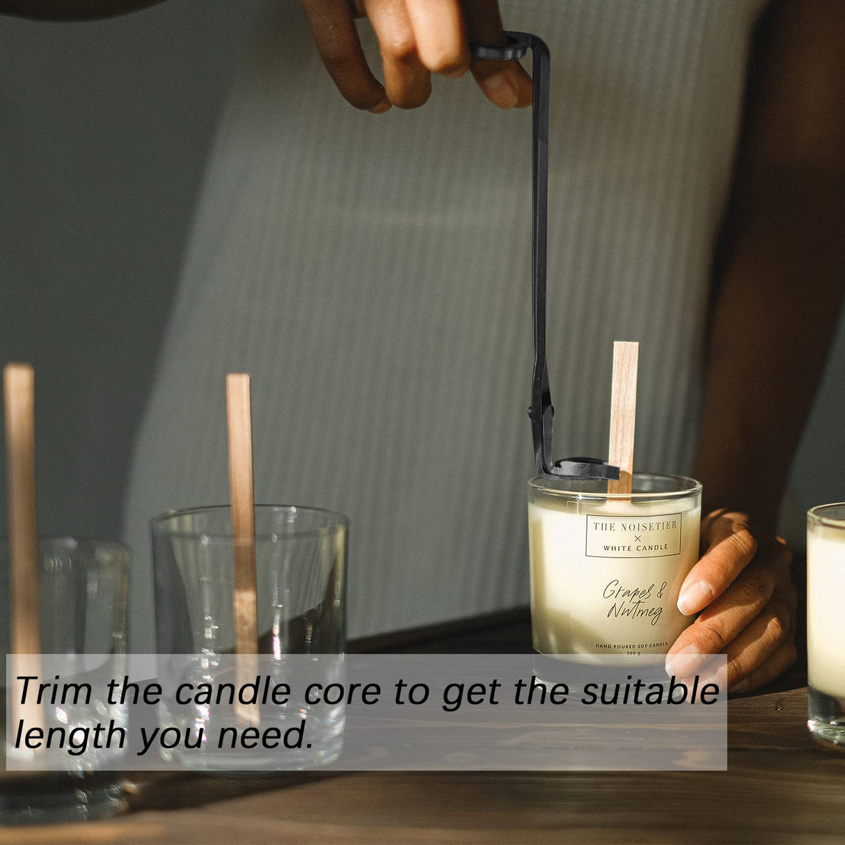 200Pcs Wooden Candle Wicks,Wood Candle Wicks Smokeless 5.1 x 0.5 Inch Natural Wood Wicks for Candles with Golden Candle Wick Trimmer and Iron Stand for DIY Candle Making (100 Set) Afnkiom