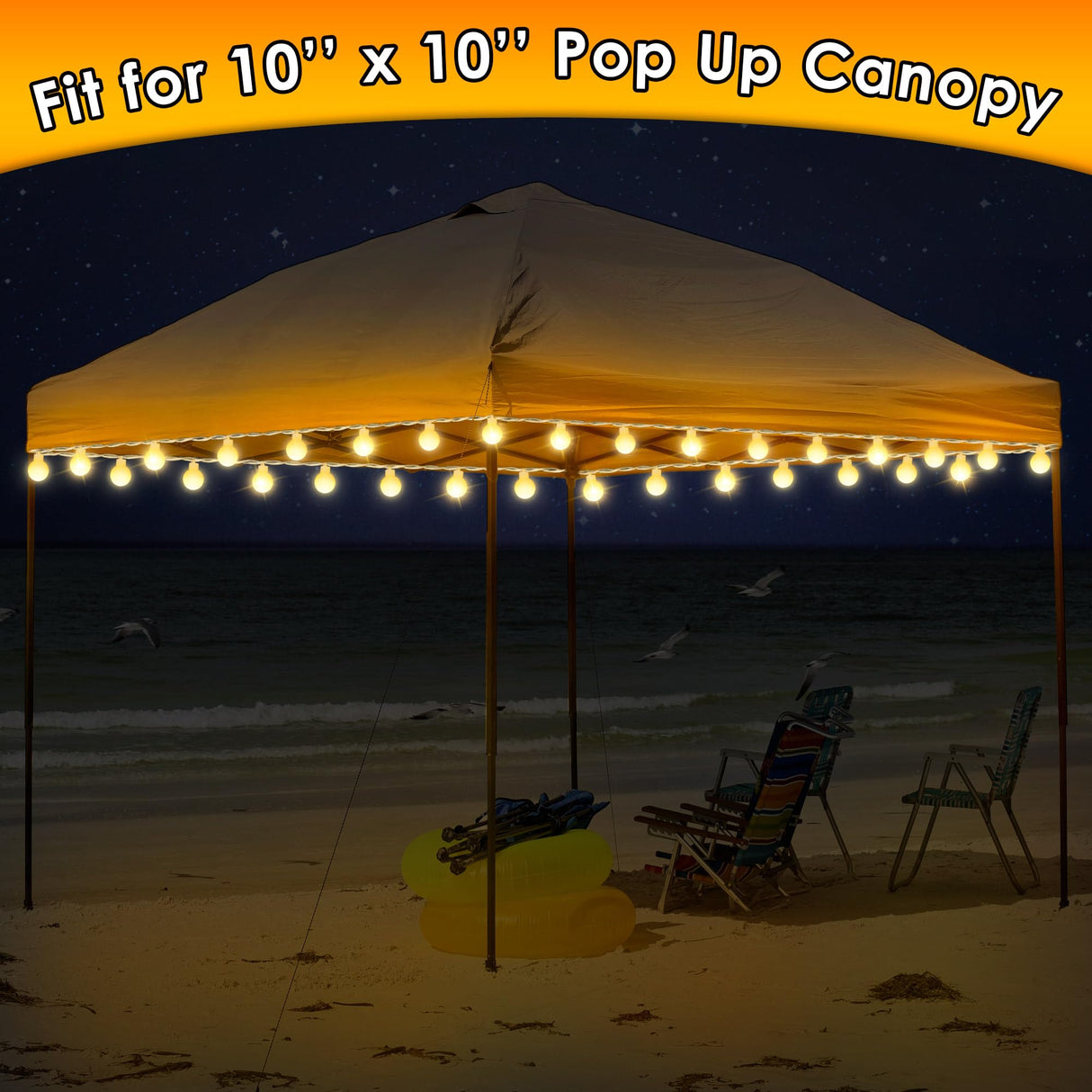 ElectricWise 1 Pack LED Canopy Lights, 40ft 80LED Battery Powered Canopy Tent Lights Outdoor with 8 Modes, Warm White Canopy String Light for 10' x 10' Pop up Canopy Tent ElectricWise