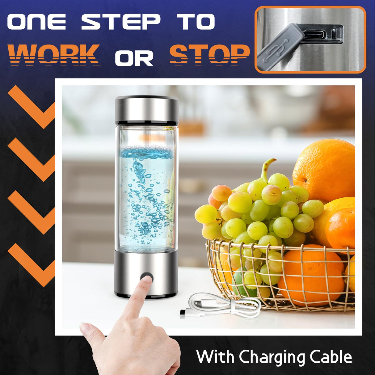 Hydrogen Water Bottle Generator, Portable Rechargeable aquahealth Hydrogen Water, Hydrogen Water Ionizer Machine, with SPE/PEM Technology, for Home Office Travel Fitness Drinking Fakllod