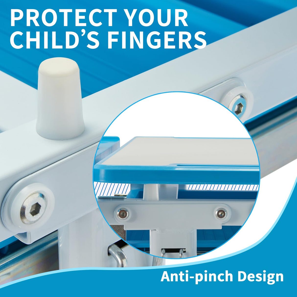 Diroan Kids Functional Desk and Chair Set, Ergonomic Height Adjustable Children School Study Desk with Tilt Desktop, Book Stand, LED Light, Metal Hook and Storage Drawer for Boys Girls(Blue) Diroan