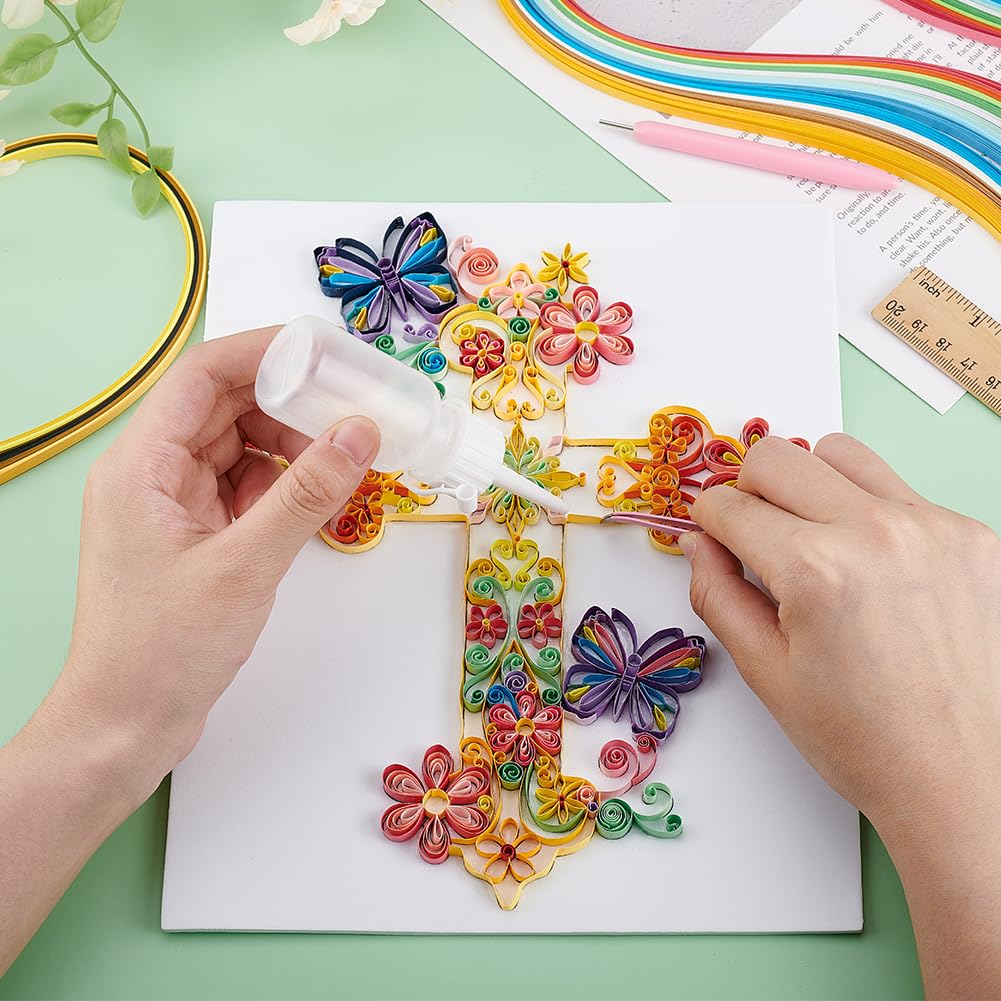 PH PandaHall Paper Quilling Kit Cross Quilling Tool Supplier Flower Butterfly Paper Quilling Template Board DIY Crafts Set Quilling Patterns for Beginner Adults 9.6x8.2in PH PandaHall