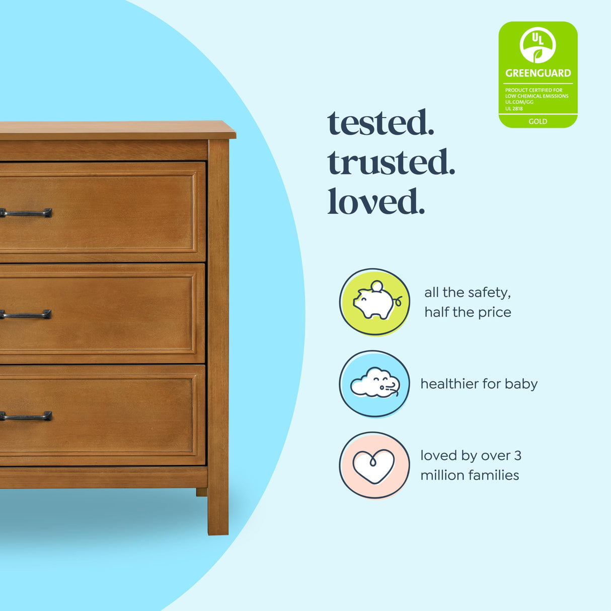 Davinci Charlie 3-Drawer Dresser in Chesnut DaVinci