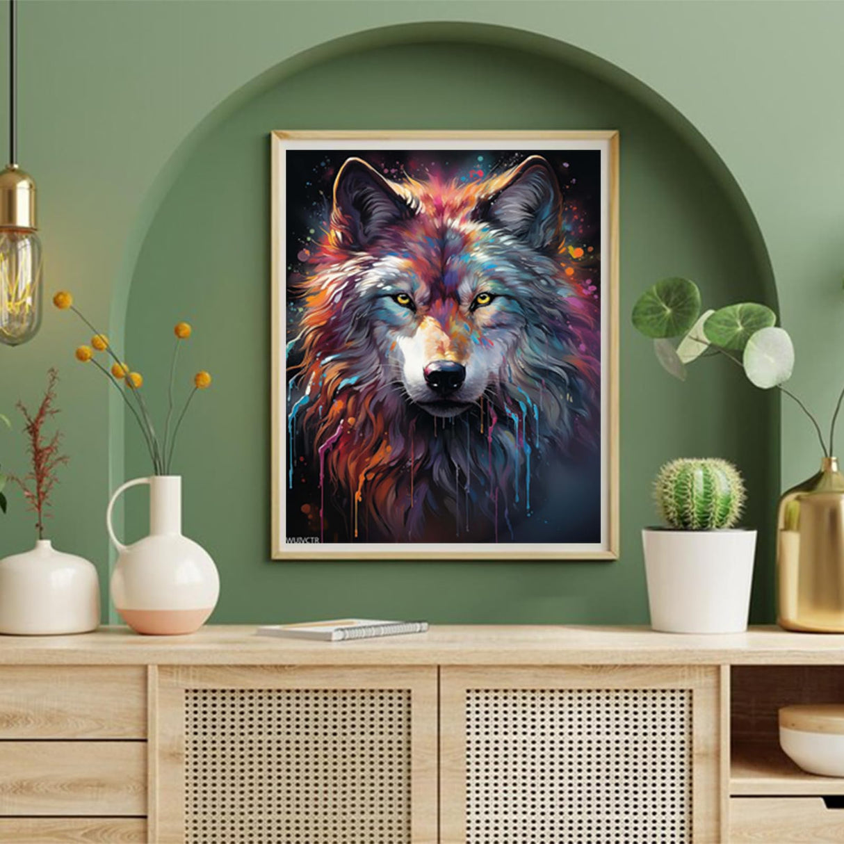 Paint by Numbers Wolf for Adults, Acrylic Oil Painting by Numbers Kits for Beginner with Paintbrushes Brushes Paintwork Art Canvas for Home Decor 16x20 inch / 40x50 cm WUIVCTR
