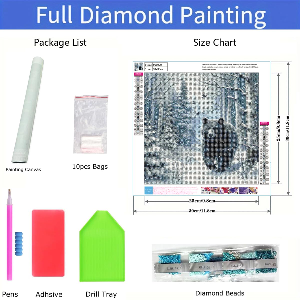 Forest Bear Diamond Painting Kits for Adult, 5D Diamond Painting Kits for Beginners, DIY Round Full Drill Animal Diamond Dot Gem Art Kits for Home Decor 12 X 12 Inch Morudeor