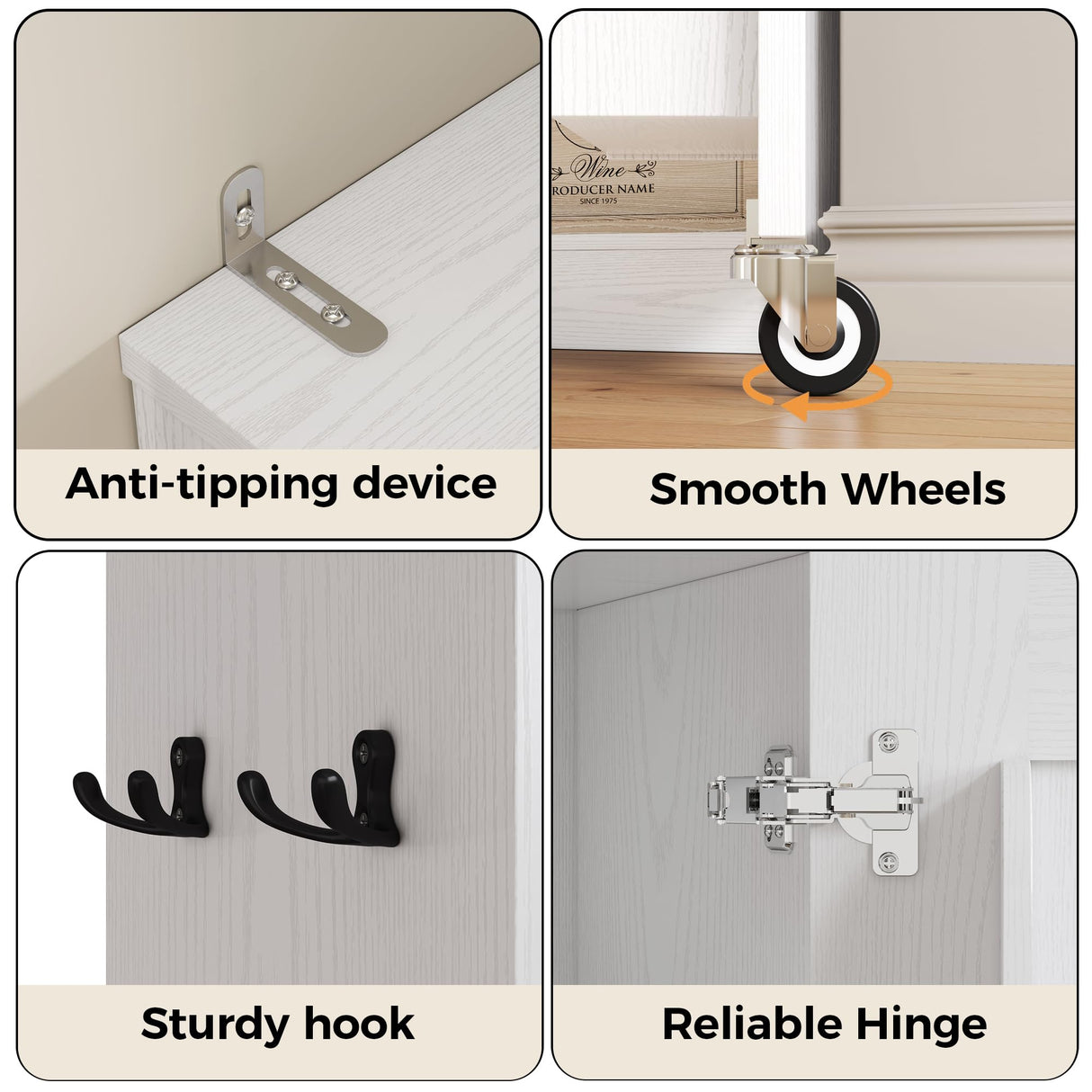 IRONCK Narrow Kitchen Pantry Storage Cabinet, 72" Slim Single Door with 6 Adjustable Shelves, Door Rack and Wheels, Space Saving Freestanding Storage Floor Cabinet for Small Place, White IRONCK