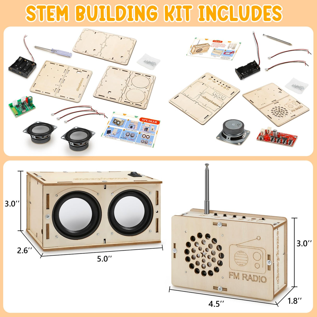 Stem Projects Toys for Boys age 8-12 12-14 Science Kit Building Own Bluetooth Speaker & FM Radio DIY Electronics Kit Science Experiments Kid 9-12 Boy Toys Birthday Gift 8 9 10 11 13 Year Old Teen Girl choopheme