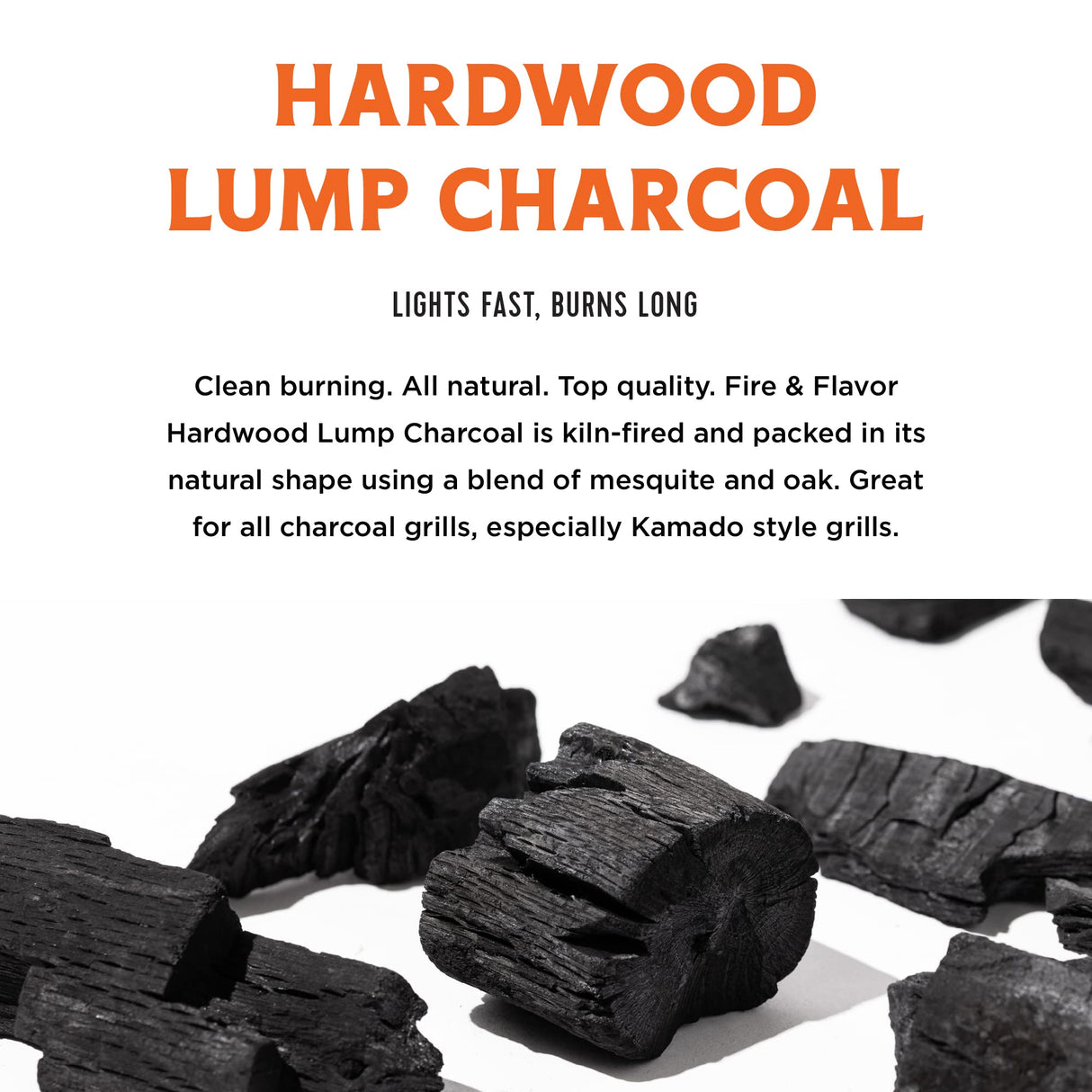 Fire & Flavor Premium All Natural Hardwood Lump Charcoal Fire & Flavor