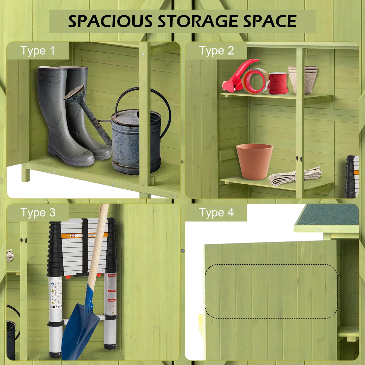 VINGLI Upgraded Outdoor Wooden Storage Shed, Extra Large Garden Shed Outside Tool Cabinet with 2 Safety Latches, Patio Storage Organizer for Garden Yard Lawn Equipment, Light Green VINGLI