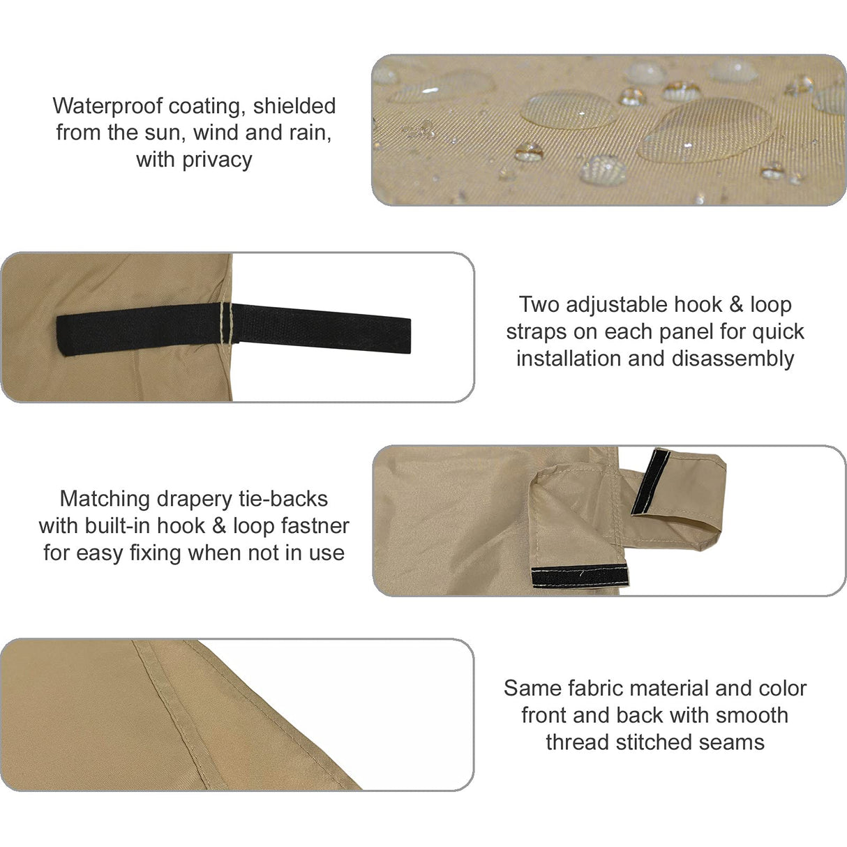 Westcharm Universal Gazebo Curtains 12' X 12' Replacement 4 Panels Privacy Curtain Set for Gazebo Outdoor (Gazebo Privacy Side Wall Set Only) Westcharm