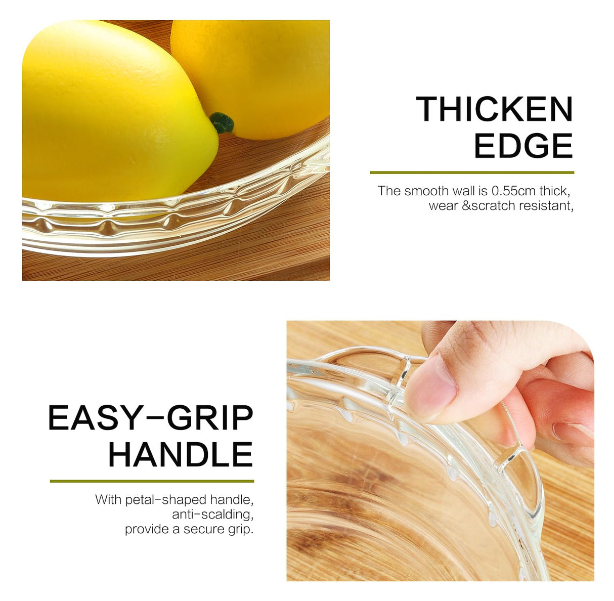 4 Packs Glass Pie Plates, MCIRCO Deep Pie Pans Set (7"/8"/9"/10"), Pie Baking Dishes with Handles for Baking and Serving, Clear M MCIRCO