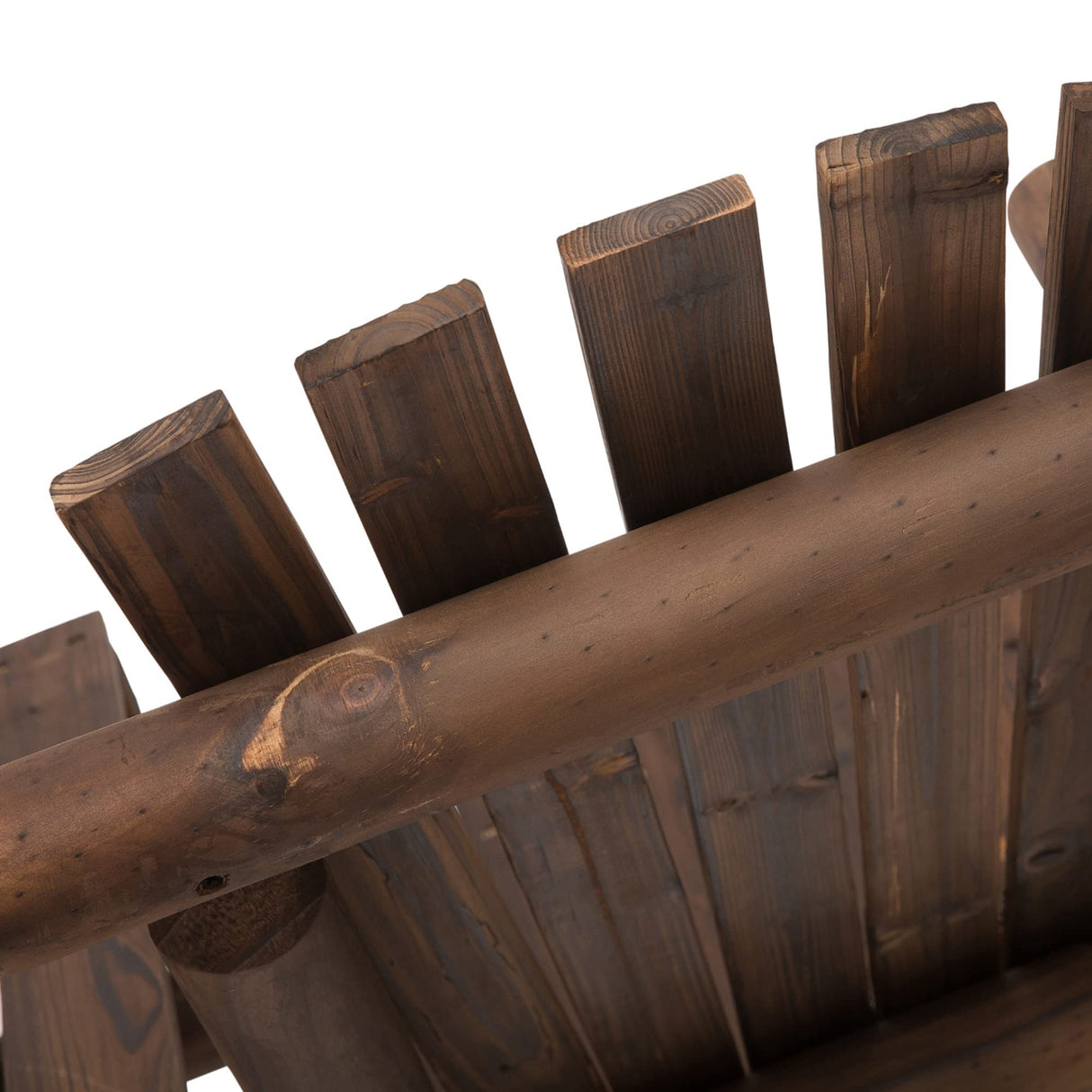 Outsunny 2-Seat Wooden Adirondack Chair, Patio Bench with Table, Outdoor Loveseat Fire Pit Chair for Porch, Backyard, Deck, Carbonized Outsunny