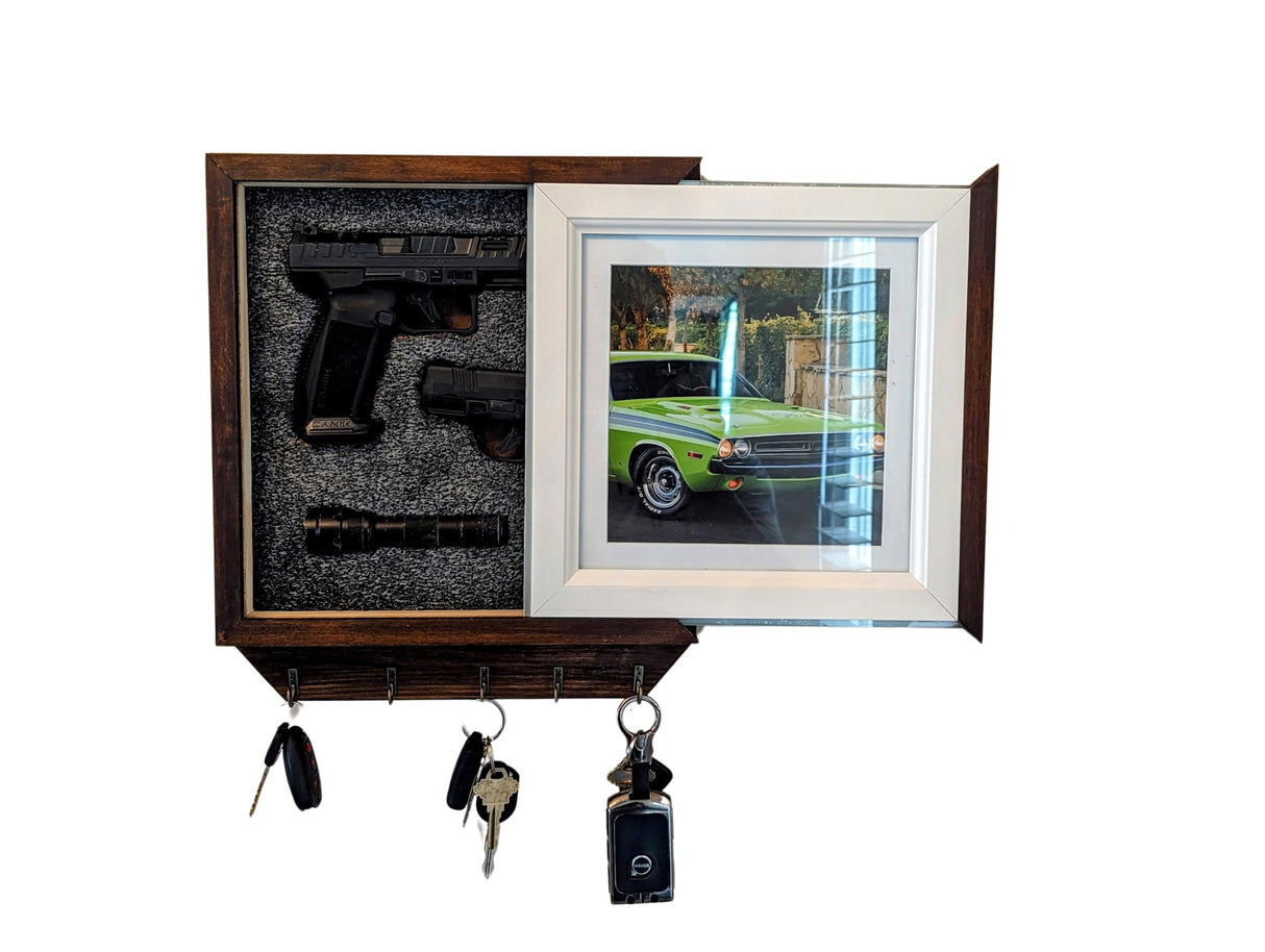 3F Box Key Holder For Wall, Wooden Entryway hidden storage, Photo Frame And Key Holder, Key Hook For Wall WoodArtSupply