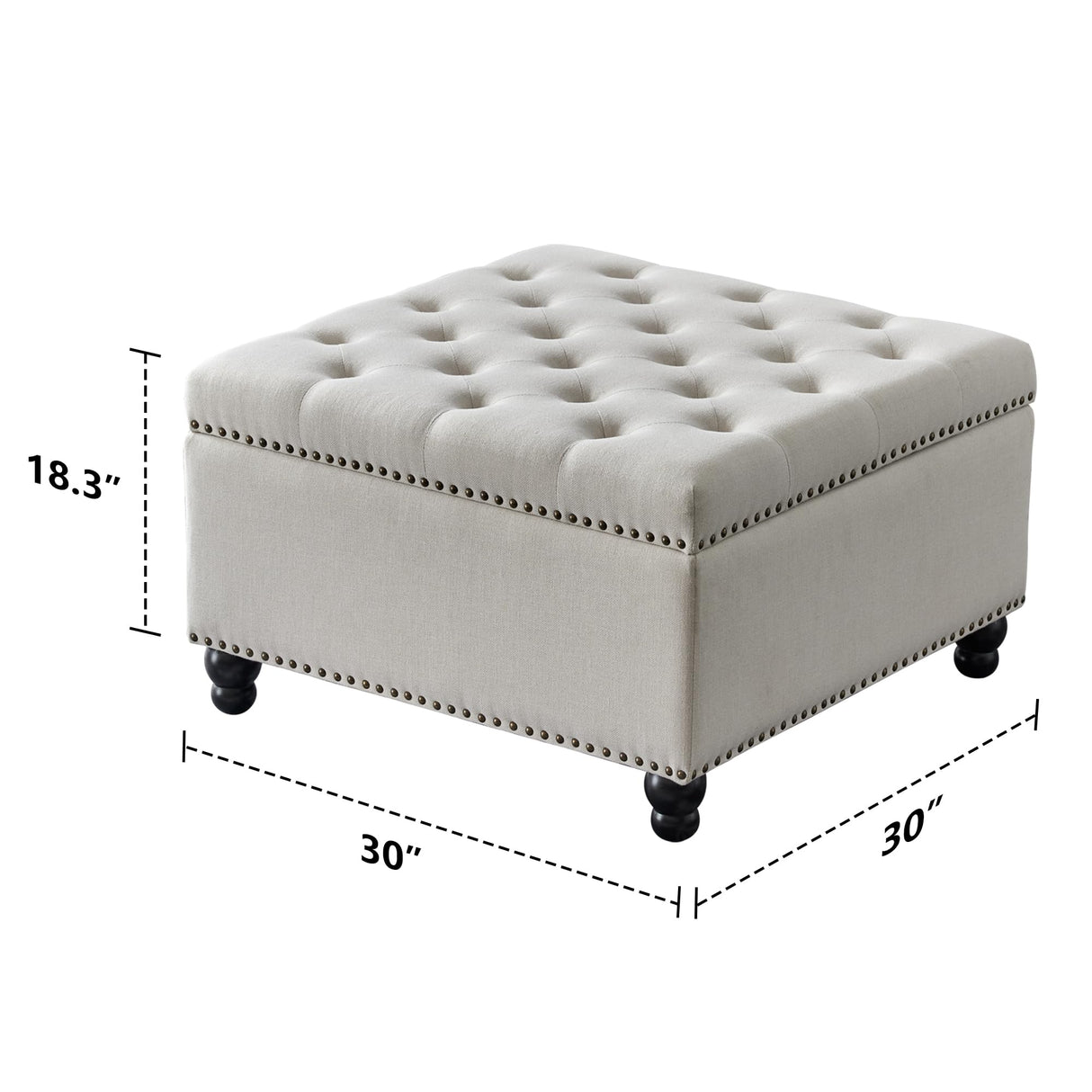 Polarisys Square Storage Ottoman Bench Ottoman Coffee Table Bench Oversized Coffee Table Ottoman Bench with Storage for Living Room Polarisys