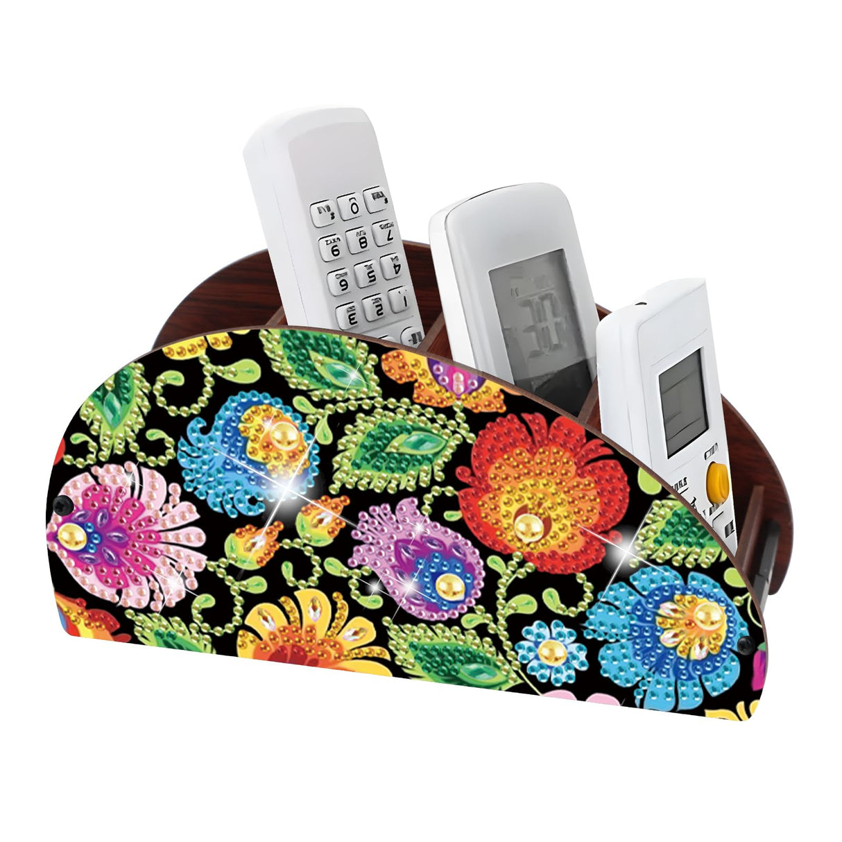 JZHYOAN Flower DIY Diamond Painting Remote Control Holder Double Sided Diamond Art Painting Kit Storage Box Storage Containers for TV AC Remotes Makeup Brushes Desk Supplies Table JZHYOAN