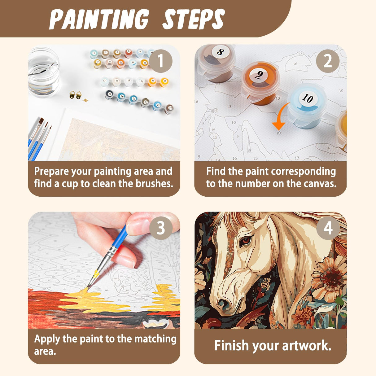 XTCIXAL Horse Paint by Numbers Kit for Adults, Horse Paint by Number for Adults, Beginners Acrylic Canvas Painting Kits for Home Wall Decor 16x20 Inch XTCIXAL