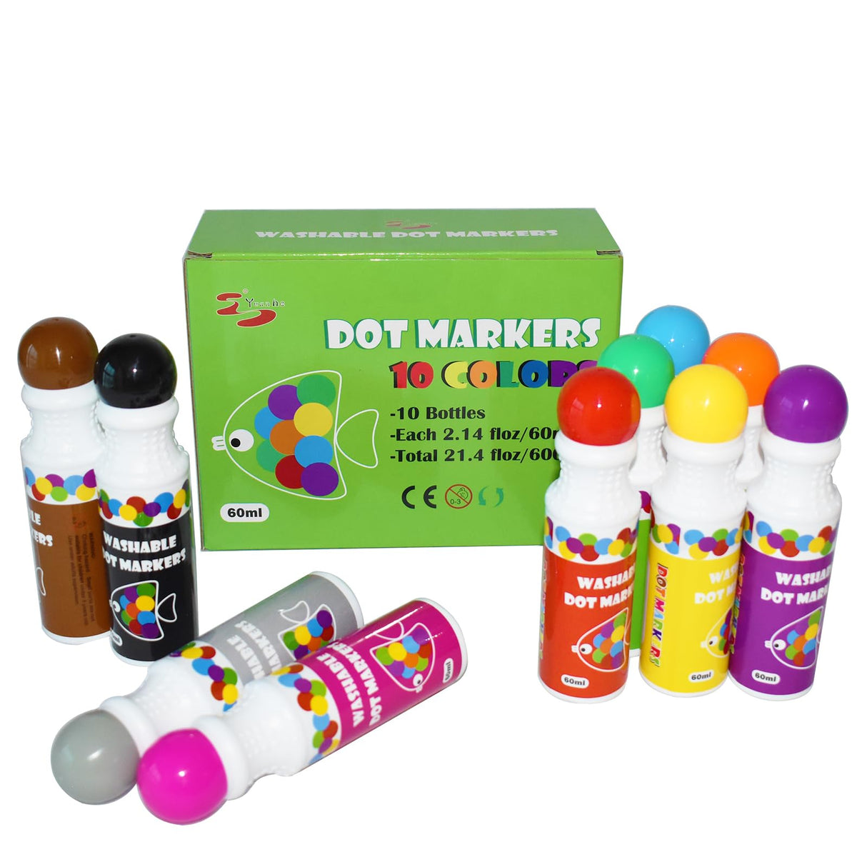 Yuanhe Dot Markers Bingo Daubers - 10 Colors Washable Paint Dotters for Toddlers and Kids Art Supply Yuanhe