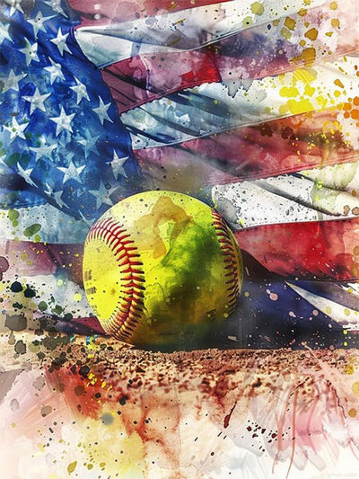 UPABLUNSO Softball Diamond Painting Kits for Adults, Ball Game 5D DIY Diamond Art Kits Full Drill Diamond for Gift Wall Decor Gem Arts 12x16 inch