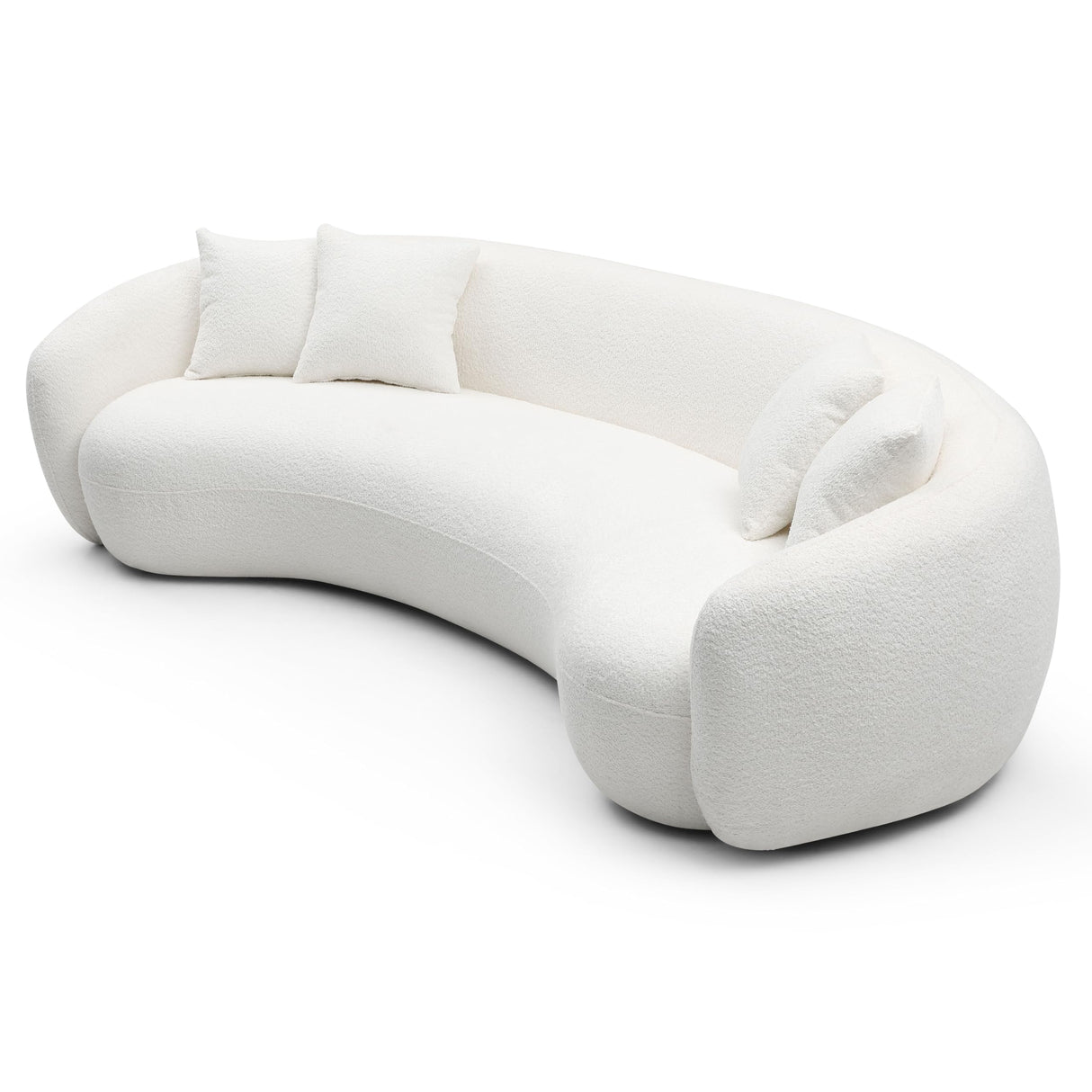 BAMOOLI 101'' Curved Sofa Couch, Mid Century Modern Half Moon Living Room Sofa, Luxury 5-Seat Sofa Couch with 4 Throw Pillows, Teddy Fleece Leisure Couch for Apartment, Office, Bedroom, Beige BAMOOLI