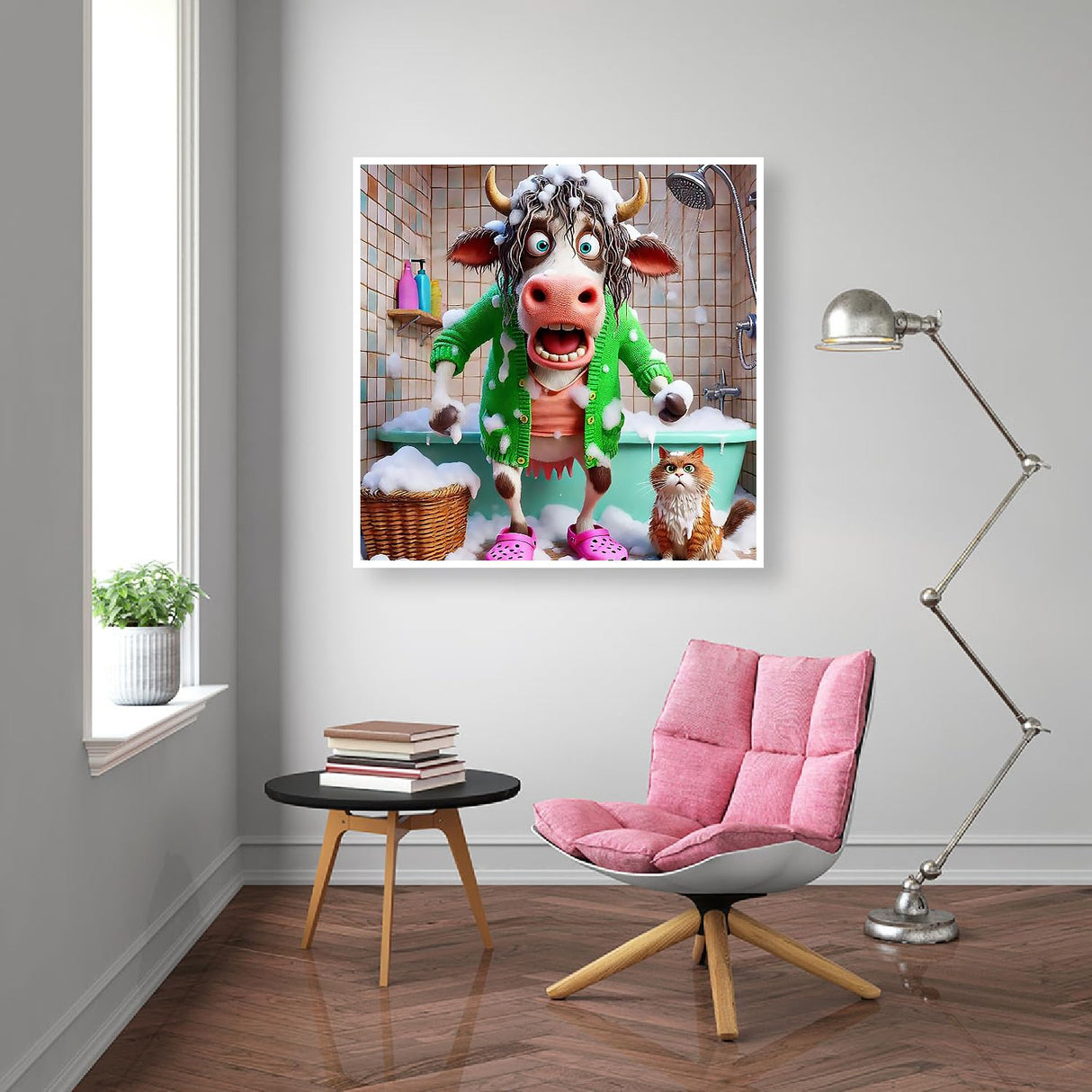 Funny Cow Diamond Painting Kits for Adults Beginners, 5D Diamond Art Kits for Adults, Gem Arts and Crafts for Beginners, Full Round Drill Paint with Diamond for Home Wall Decor 14X14 Inches uuxsretaio