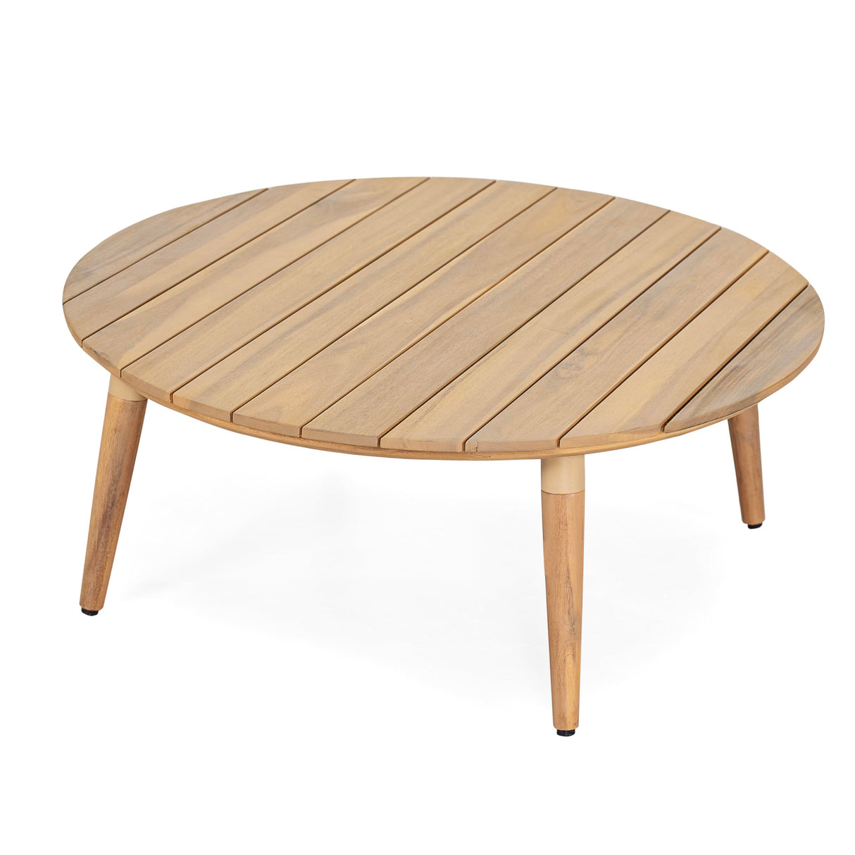 Christopher Knight Home Lalina Outdoor Coffee Table, Acacia Wood Accent Table with Slatted Panel Design, Round Patio Table for Garden Porch Balcony, Low Maintenance Outdoor Furniture, Natural Christopher Knight Home