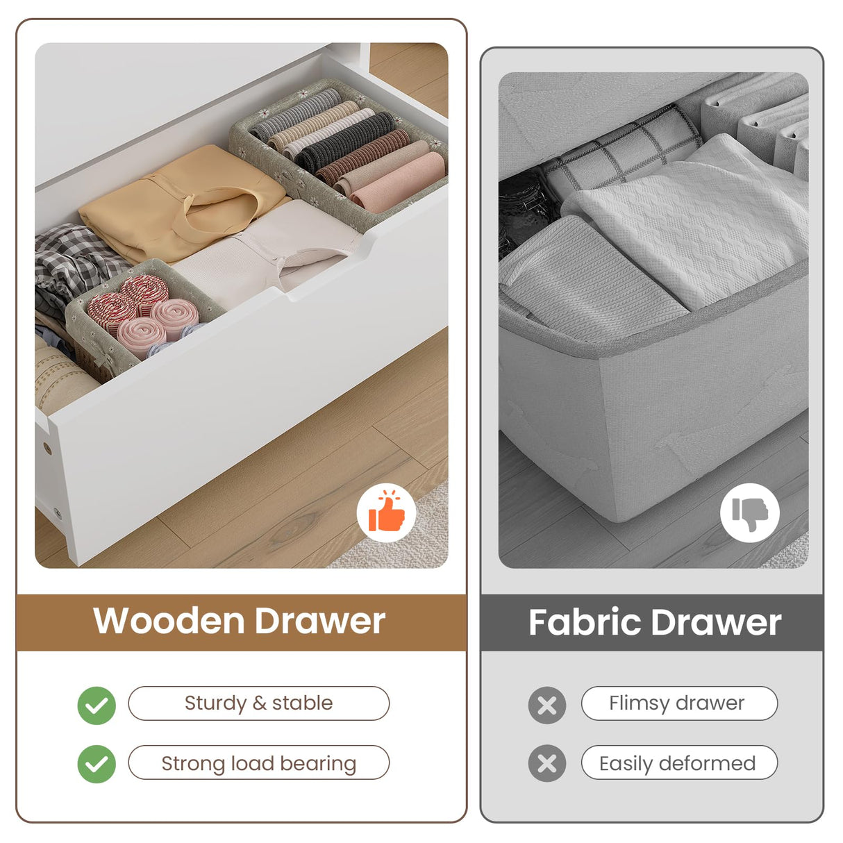 HAUOMS Modern 4 Drawer Dresser, White Chest of Drawers for Bedroom,Closet Dressers with Drawers for Living Room, Entryway, Hallway HAUOMS