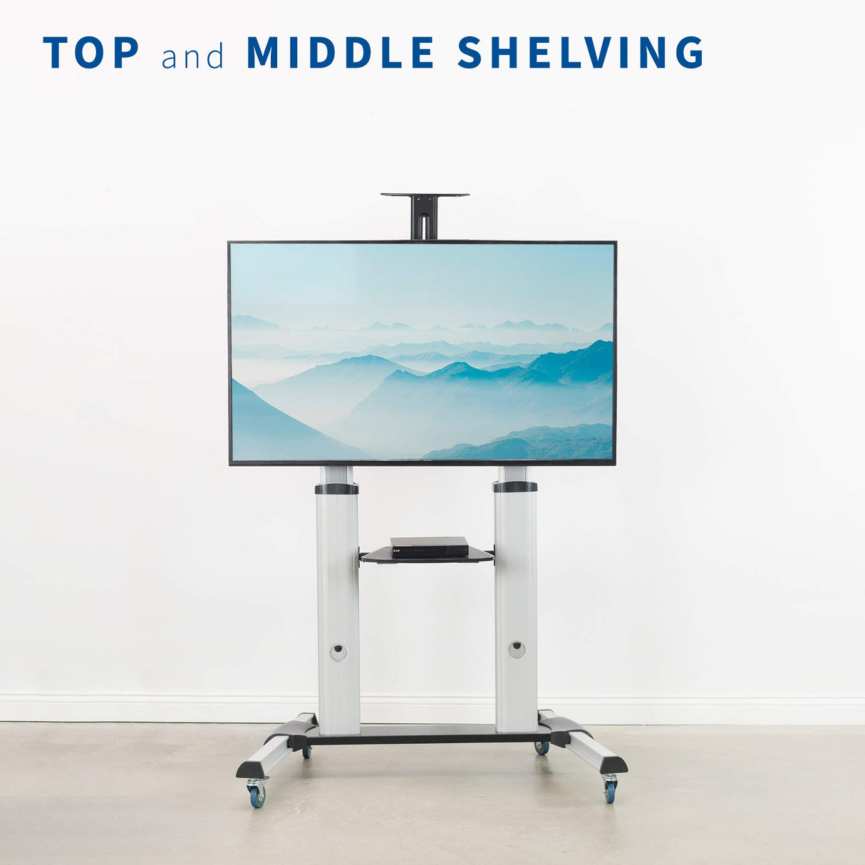 VIVO Ultra Heavy Duty Mobile 32 to 100 inch TV Stand for Flat Screens, Adjustable, Rolling TV Cart Mount with Wheels STAND-TV22S VIVO