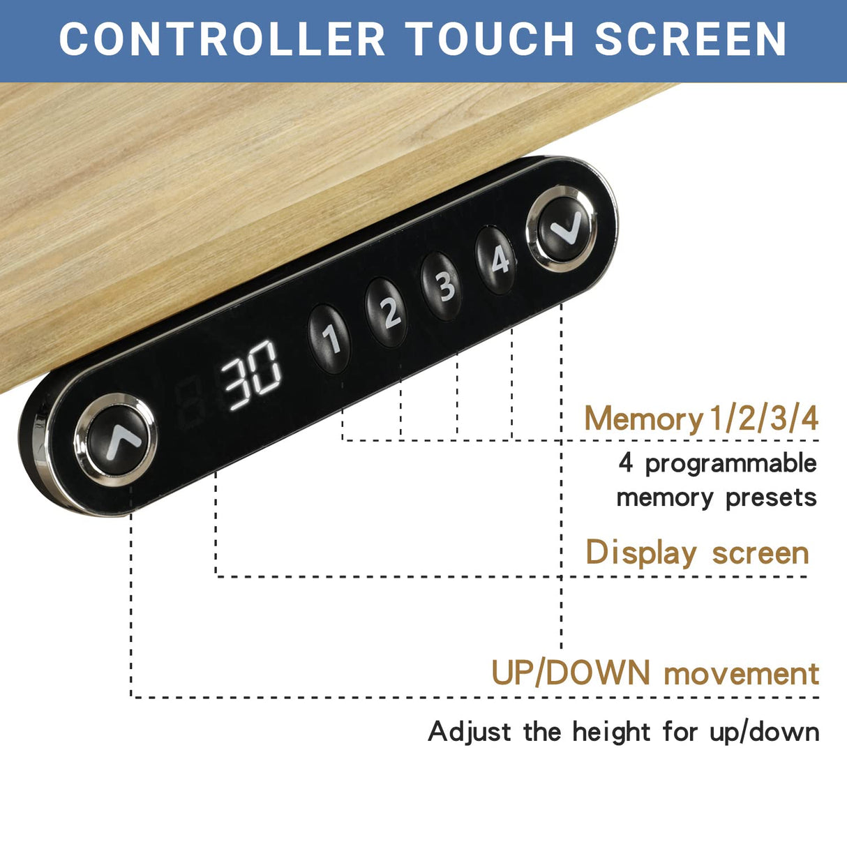bilbil Electric Standing Desk 55 x 30 Inches, Height Adjustable Sit Stand Desk with Splice Board, Casters with Brake, White Frame/Oak and White Top bilbil