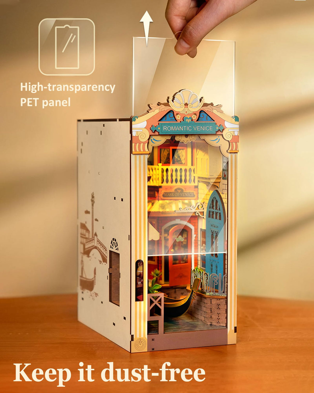 Rolife DIY Book Nook Kits for Adults 3D Wooden Puzzle-Bookshelf Insert Booknook-Miniature Kit-Gifts for Boys Girls (Romantic Venice) Rolife