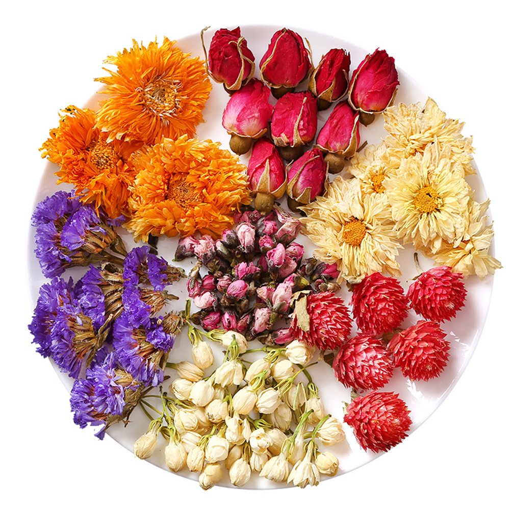 TooGet Fragrant Dried Flowers and Herbs Accessories Decorations 9 Bags Set Dry Flowers for Soap Bath Bombs Making and Dried Flower Crafts TooGet