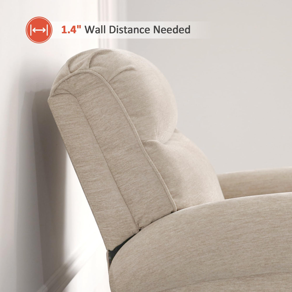 MCombo Power Wall Hugger Recliner Chair for Small Space RV Living Room, USB & USB-C Charging Ports, Modern Rolled Arm Recliner, Fabric PR630 (Beige) MCombo