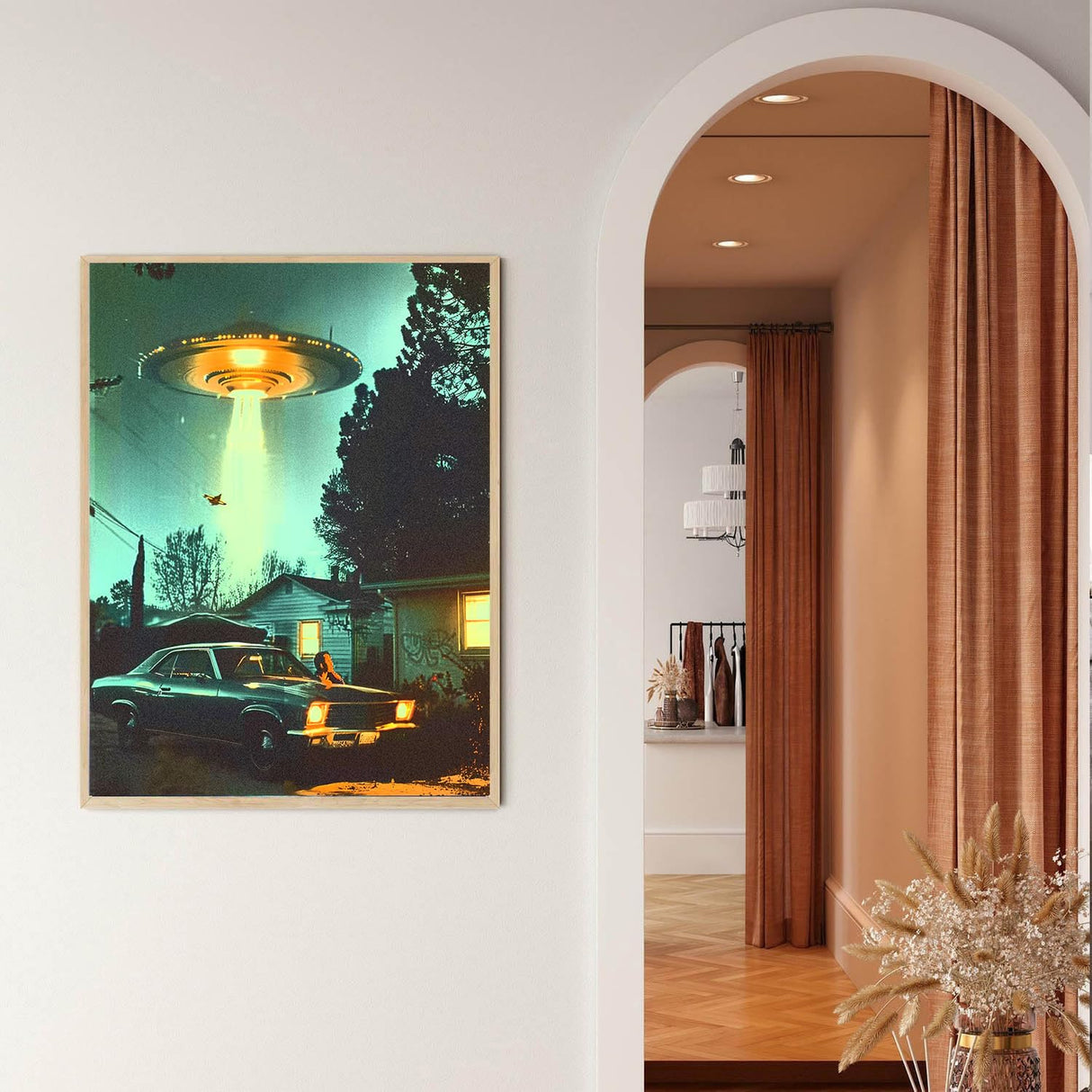 UFO Paint by Number for Adults Beginners an Extraterrestrial Visitor DIY Painting by Number on Canvas with Brushes Acrylic Paints Magical Decor Paintwork for Gift Home Decor 16x20 Inch(Without Frame) MSTINGSHUN