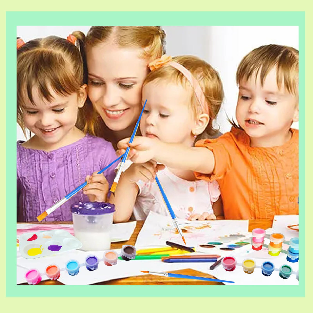 Vivixin 300Pcs Mini Acrylic Paint Set, 20 Set 12 Colors Acrylic Paint Bulk With 40pcs Brushes and 20pcs Palettes, Acrylic Paint Strips for Kids&Adults, Perfect for Birthday Party Home Classroom Favors Vivixin