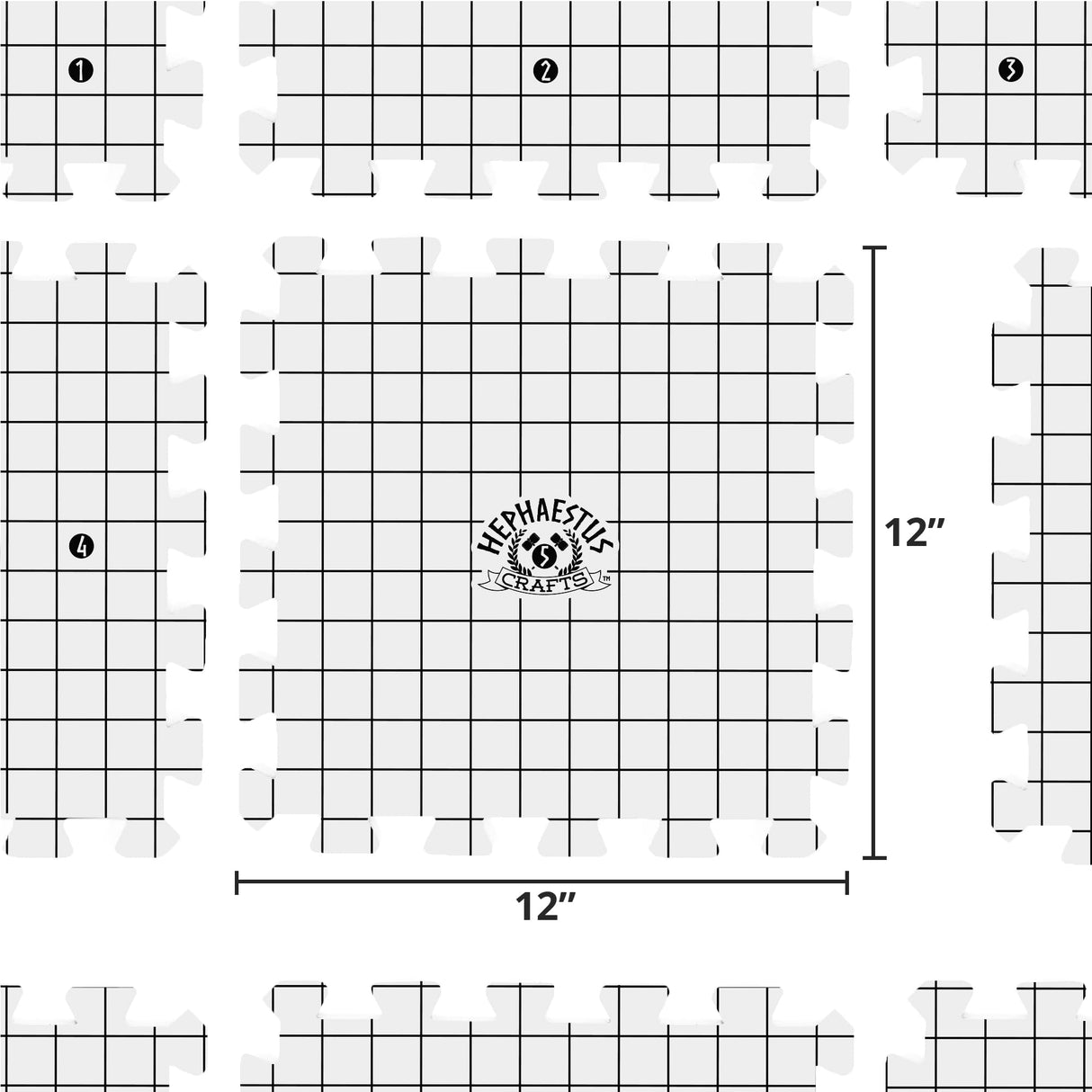 Hephaestus Crafts Blocking Mats for Knitting - Pack of 9 GRAY Blocking Boards with Grids for Needlepoint or Crochet. 150 T-pins Hephaestus