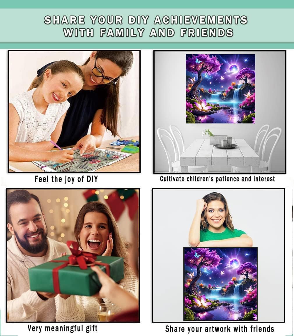 Lophomie Diamond Art Kits for Adults, 5D DIY Purple Landscape Diamond Painting Kits for Adults Beginners, Diamond Dots Kits Gem Arts Crafts for Home Wall Decor 14x14 Inch Lophomie