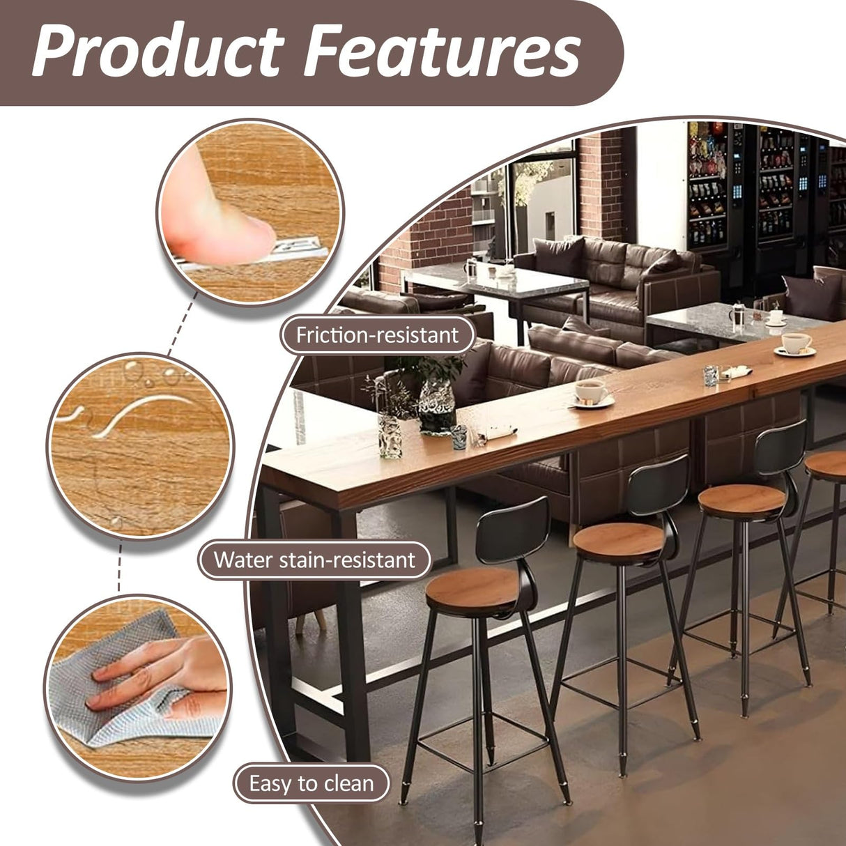 Farmhouse Modern Solid Wood Bar Table Set - Industrial Dining Room Bar Table, Rectangle Counter Height Dining Table Long Table for Kitchen Coffee Shop,No Stool(70.9" L x 15.7" W x 41.3" H) Fakednss